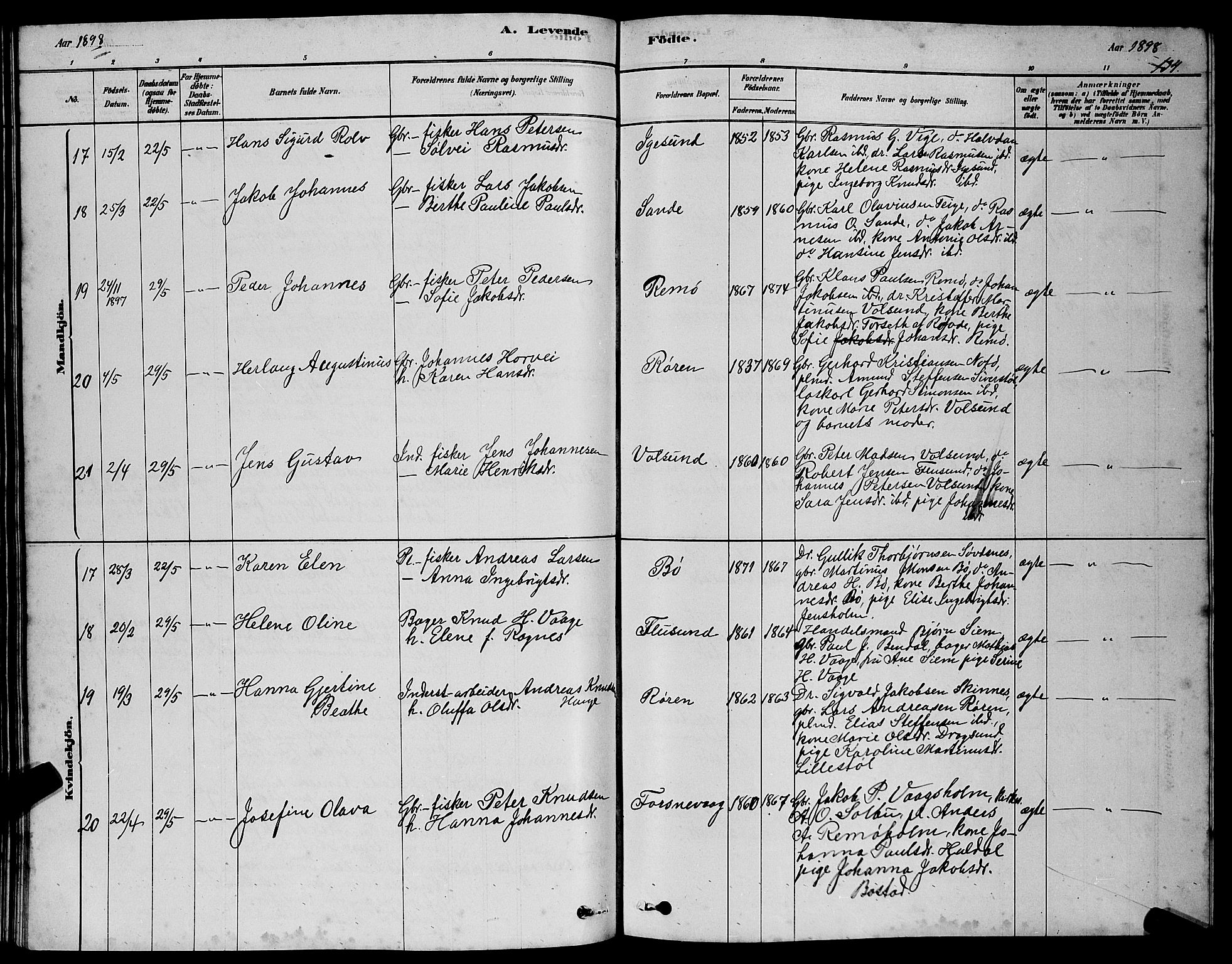 Ministerialprotokoller, klokkerbøker og fødselsregistre - Møre og Romsdal, AV/SAT-A-1454/507/L0081: Klokkerbok nr. 507C04, 1878-1898, s. 134