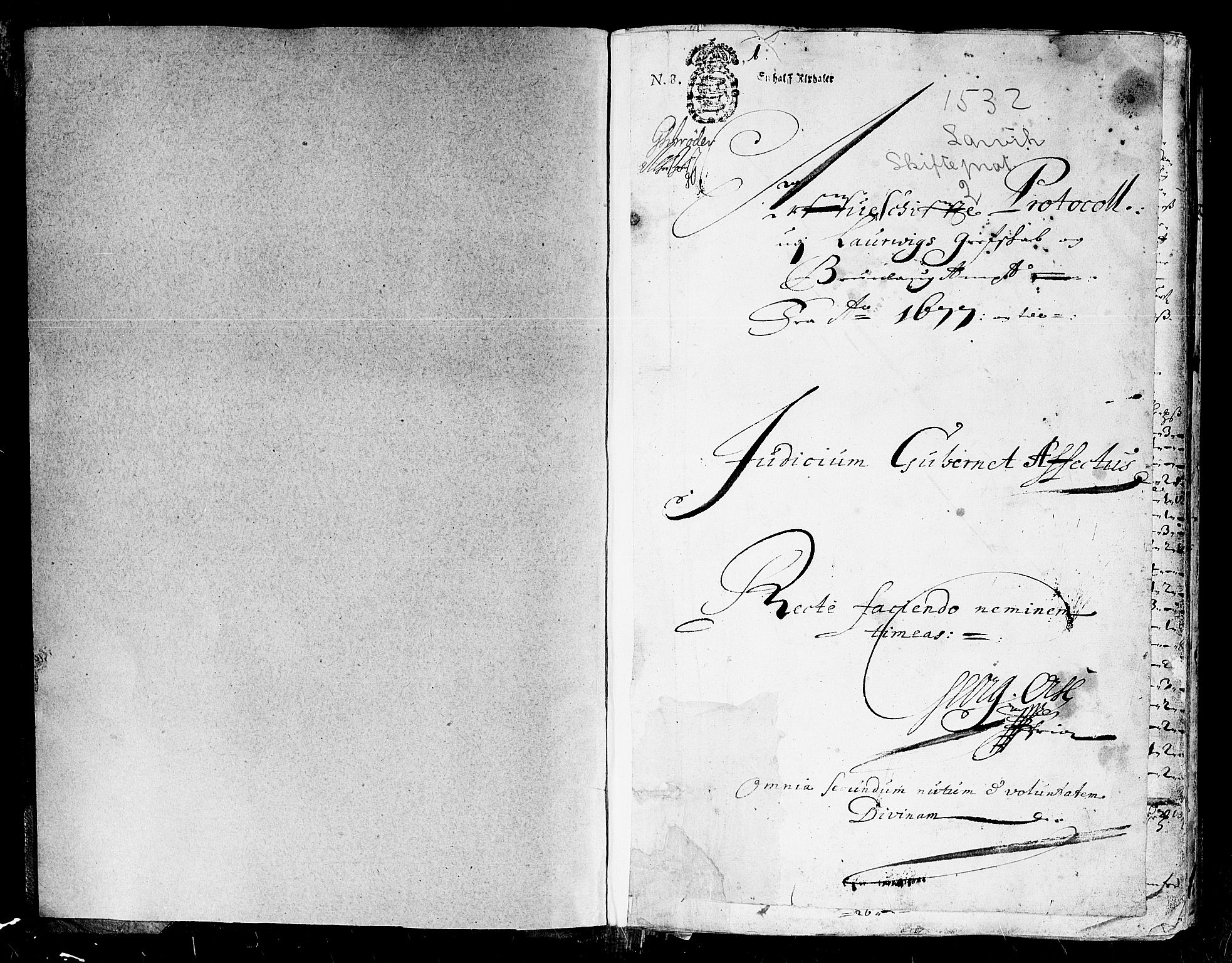 Larvik sorenskriveri, AV/SAKO-A-83/H/Hd/Hda/L0002: Skifteprotokoll, 1677-1688, s. 0b-1a