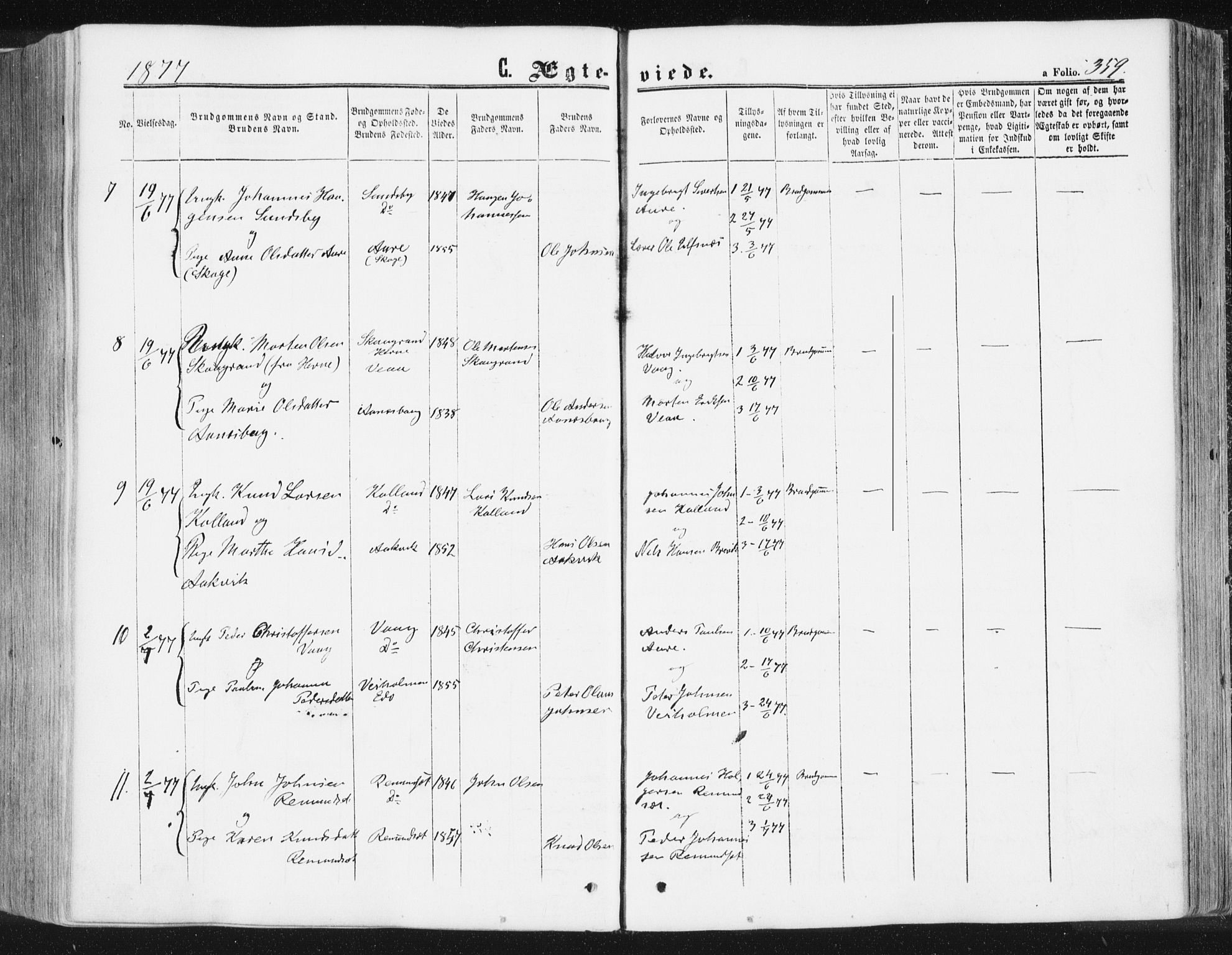 Ministerialprotokoller, klokkerbøker og fødselsregistre - Møre og Romsdal, AV/SAT-A-1454/578/L0905: Ministerialbok nr. 578A04, 1859-1877, s. 359