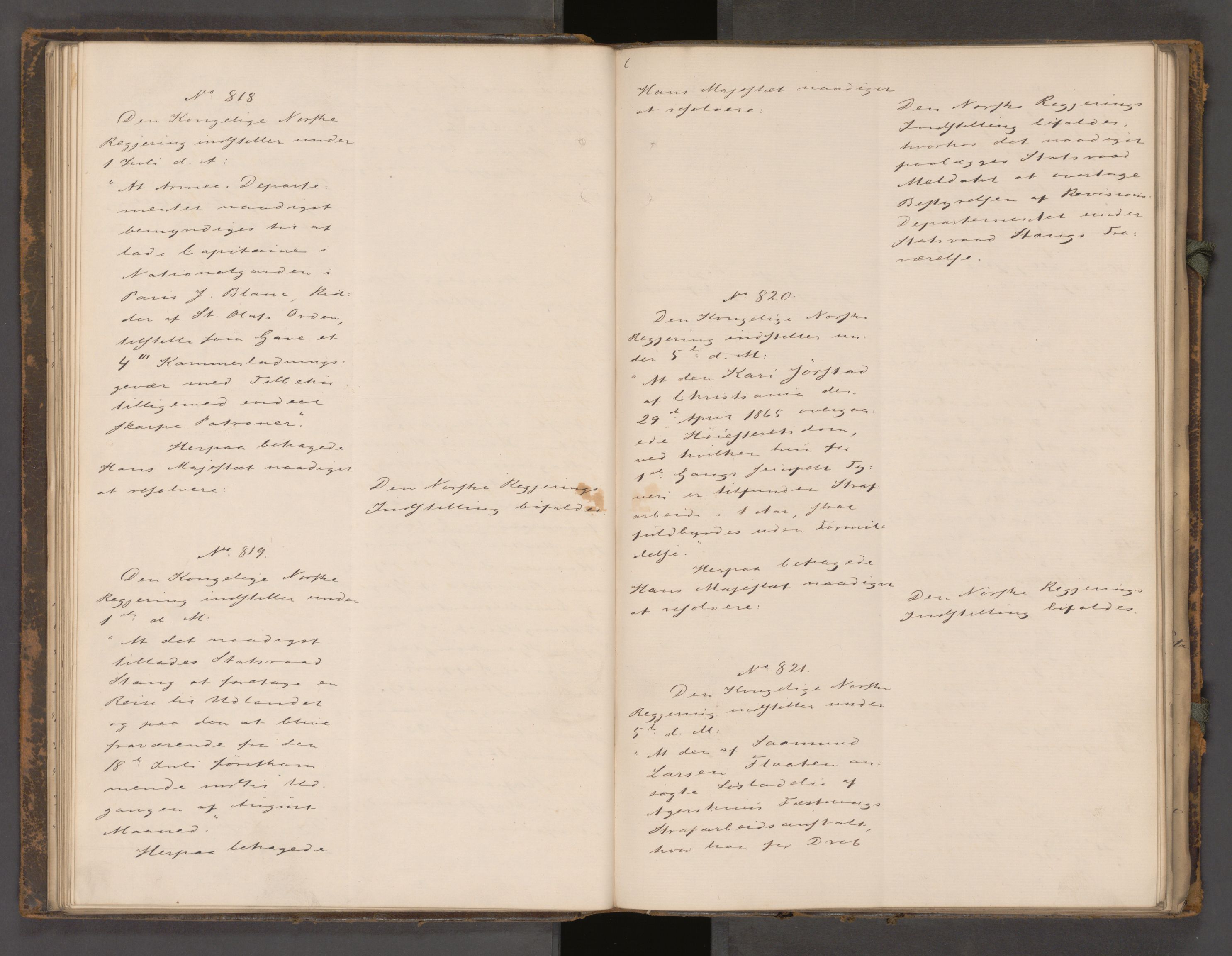 Statsrådssekretariatet, AV/RA-S-1001/A/Ab/L0104: Kgl. res. nr. 724-1001b, 2. halvår, 1865