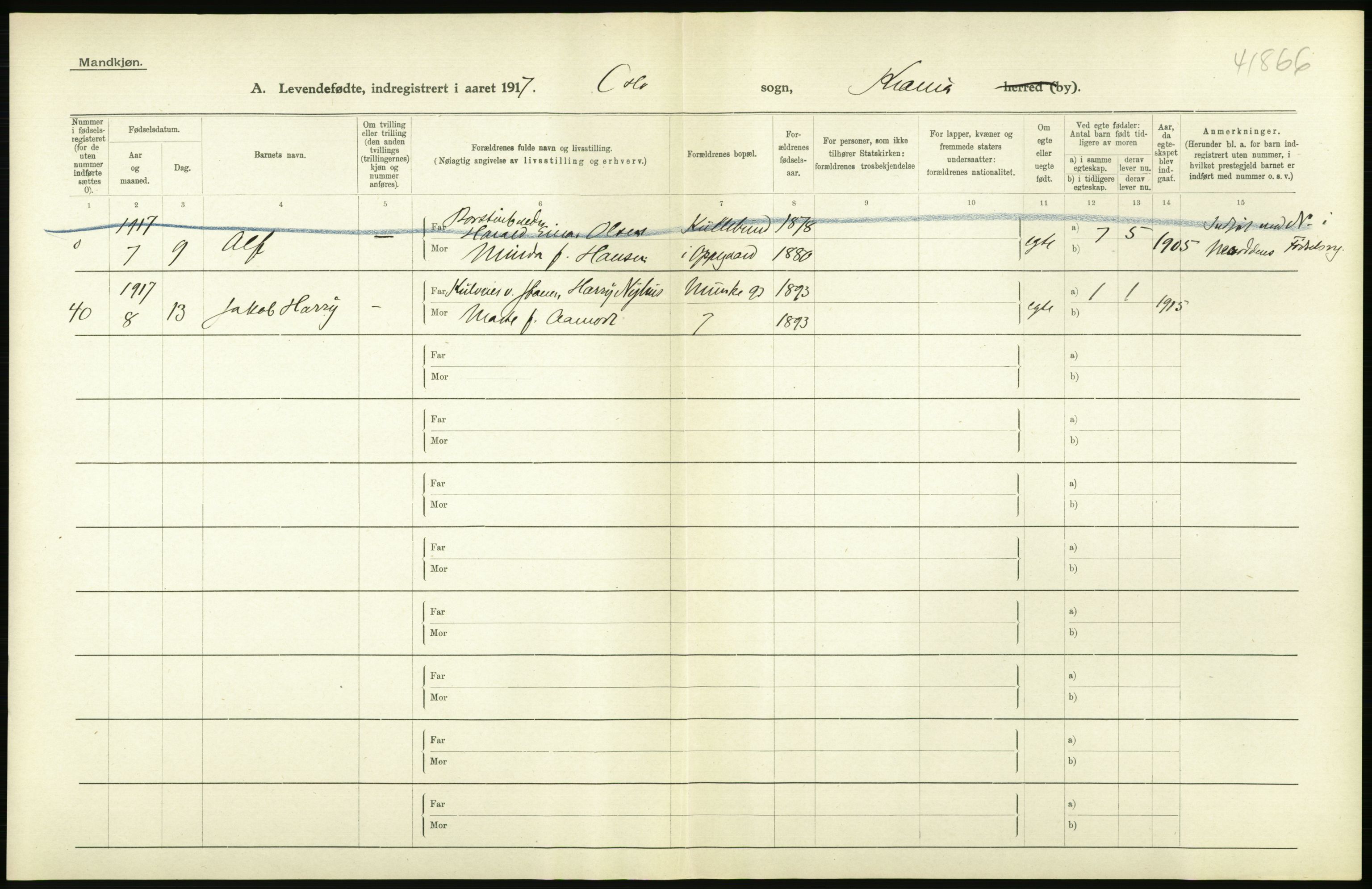 Statistisk sentralbyrå, Sosiodemografiske emner, Befolkning, AV/RA-S-2228/D/Df/Dfb/Dfbg/L0006: Kristiania: Levendefødte menn og kvinner., 1917, s. 554