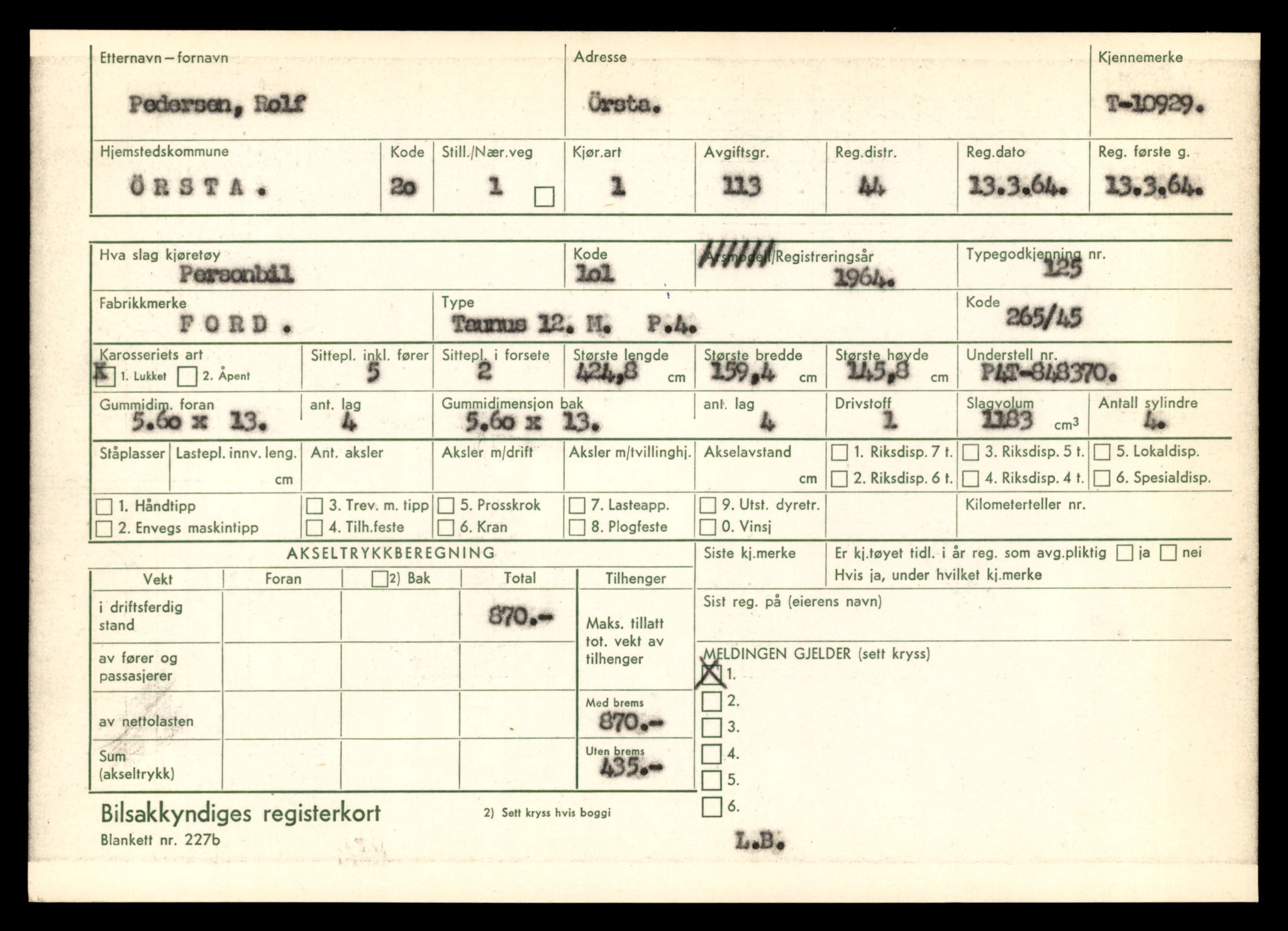 Møre og Romsdal vegkontor - Ålesund trafikkstasjon, AV/SAT-A-4099/F/Fe/L0024: Registreringskort for kjøretøy T 10810 - T 10930, 1927-1998, s. 3084