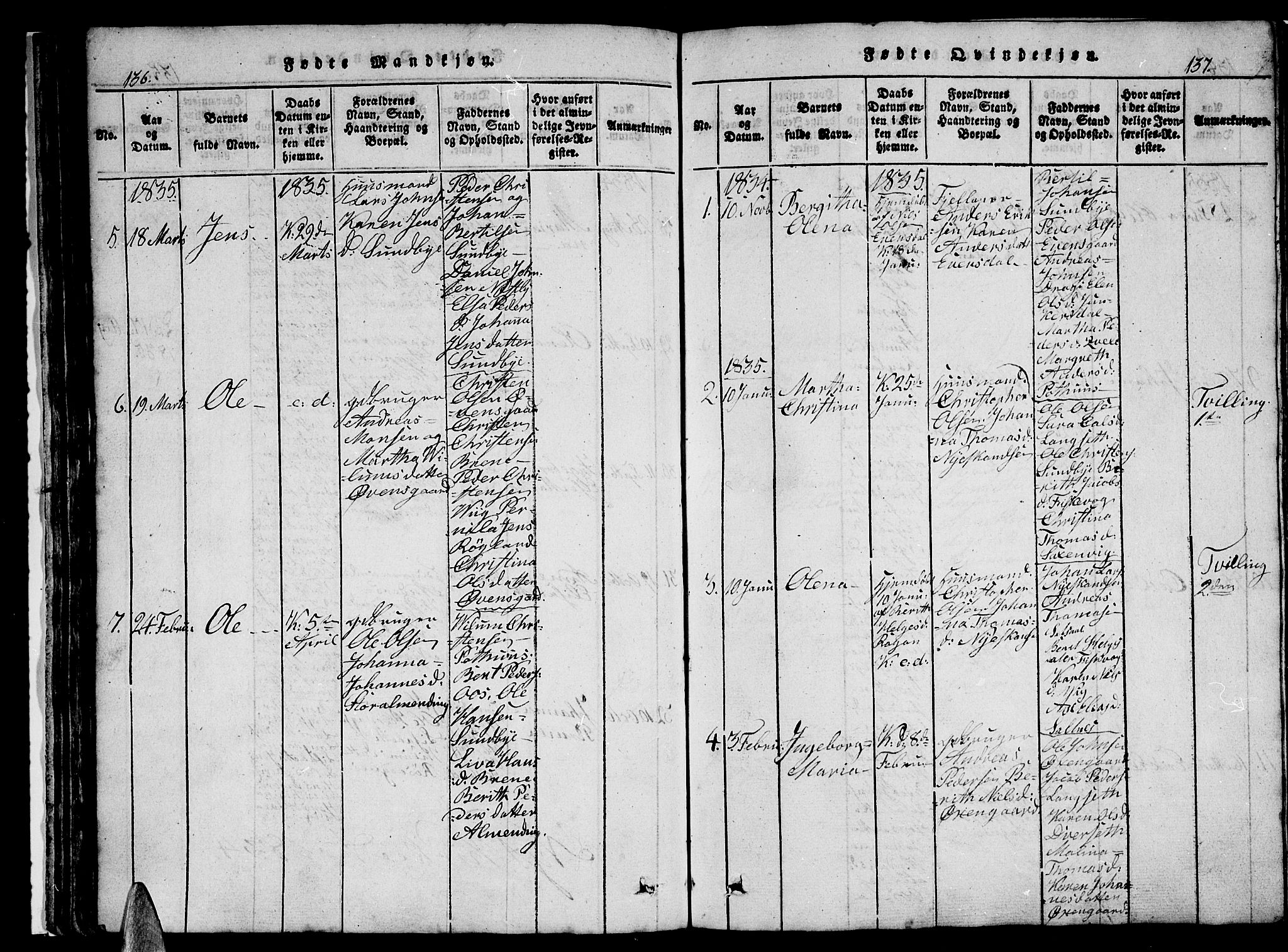 Ministerialprotokoller, klokkerbøker og fødselsregistre - Nordland, AV/SAT-A-1459/847/L0676: Klokkerbok nr. 847C04, 1821-1853, s. 136-137