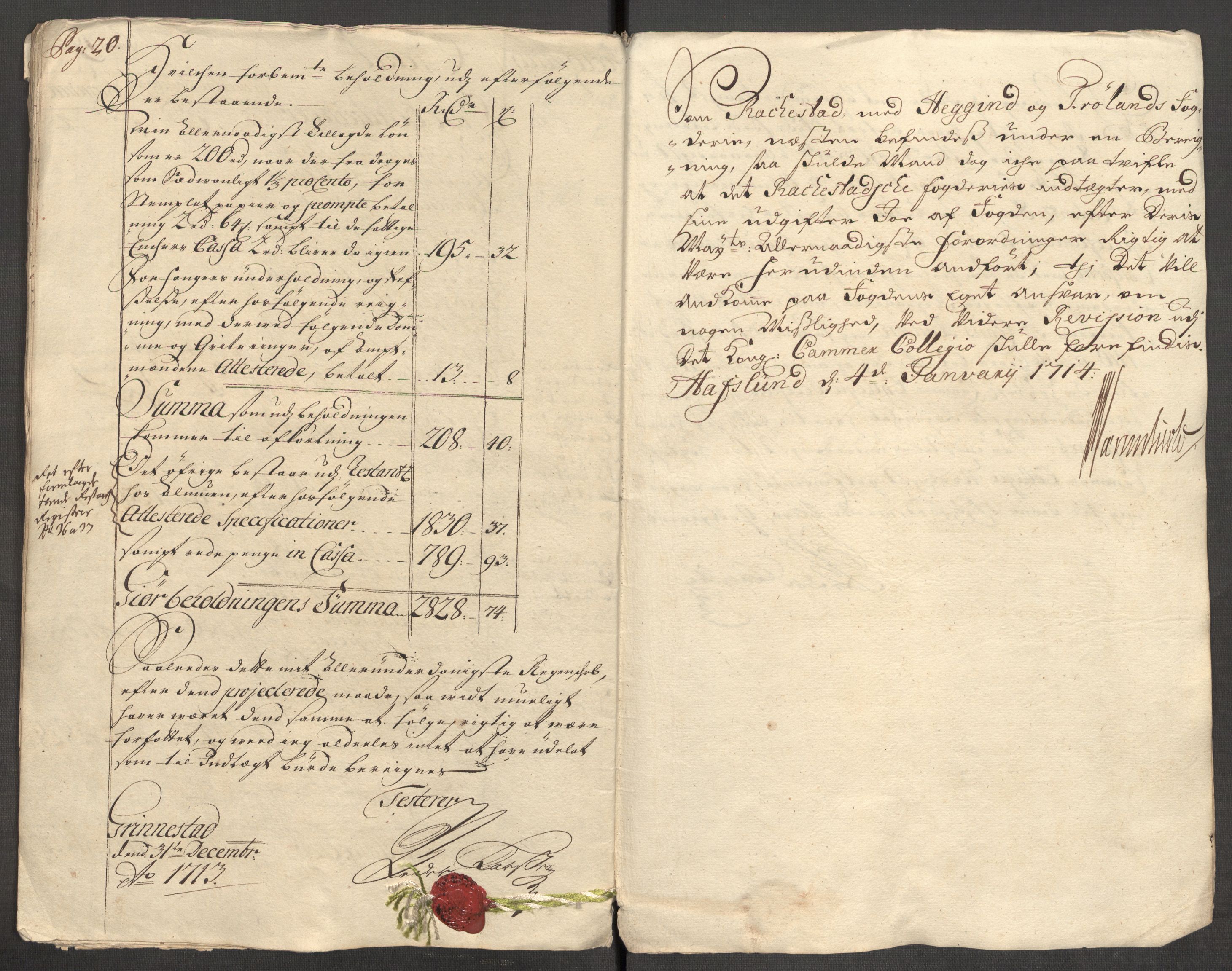 Rentekammeret inntil 1814, Reviderte regnskaper, Fogderegnskap, AV/RA-EA-4092/R07/L0306: Fogderegnskap Rakkestad, Heggen og Frøland, 1713, s. 12