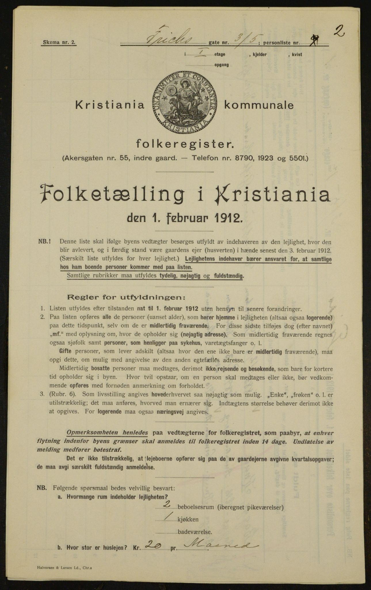 OBA, Kommunal folketelling 1.2.1912 for Kristiania, 1912, s. 26680