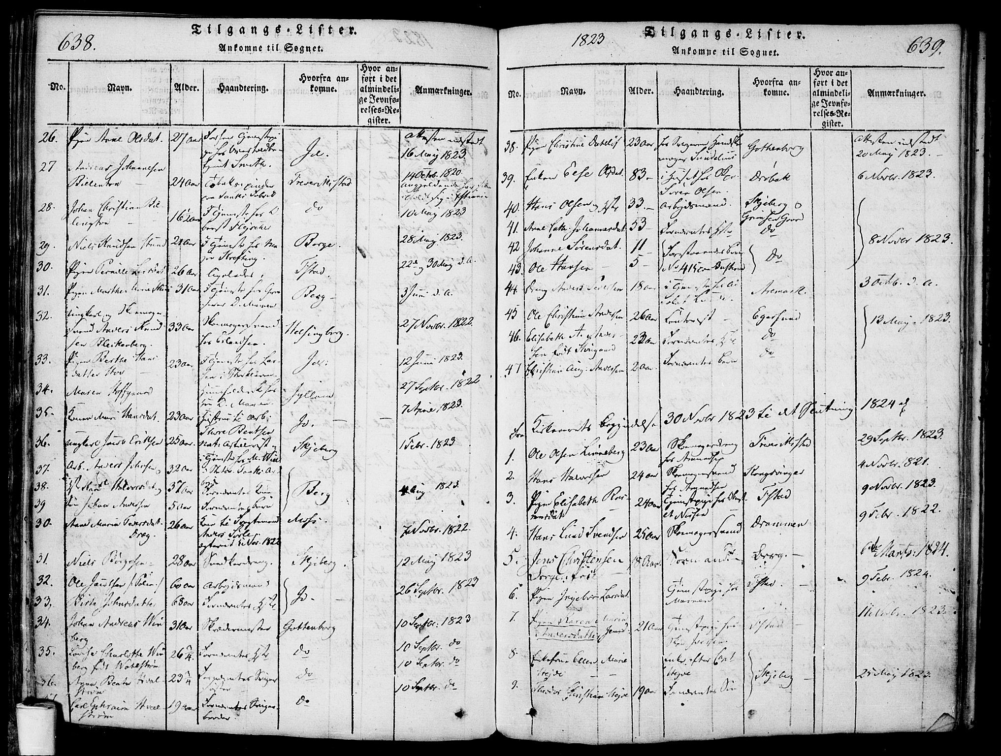 Halden prestekontor Kirkebøker, AV/SAO-A-10909/F/Fa/L0003: Ministerialbok nr. I 3, 1815-1834, s. 638-639