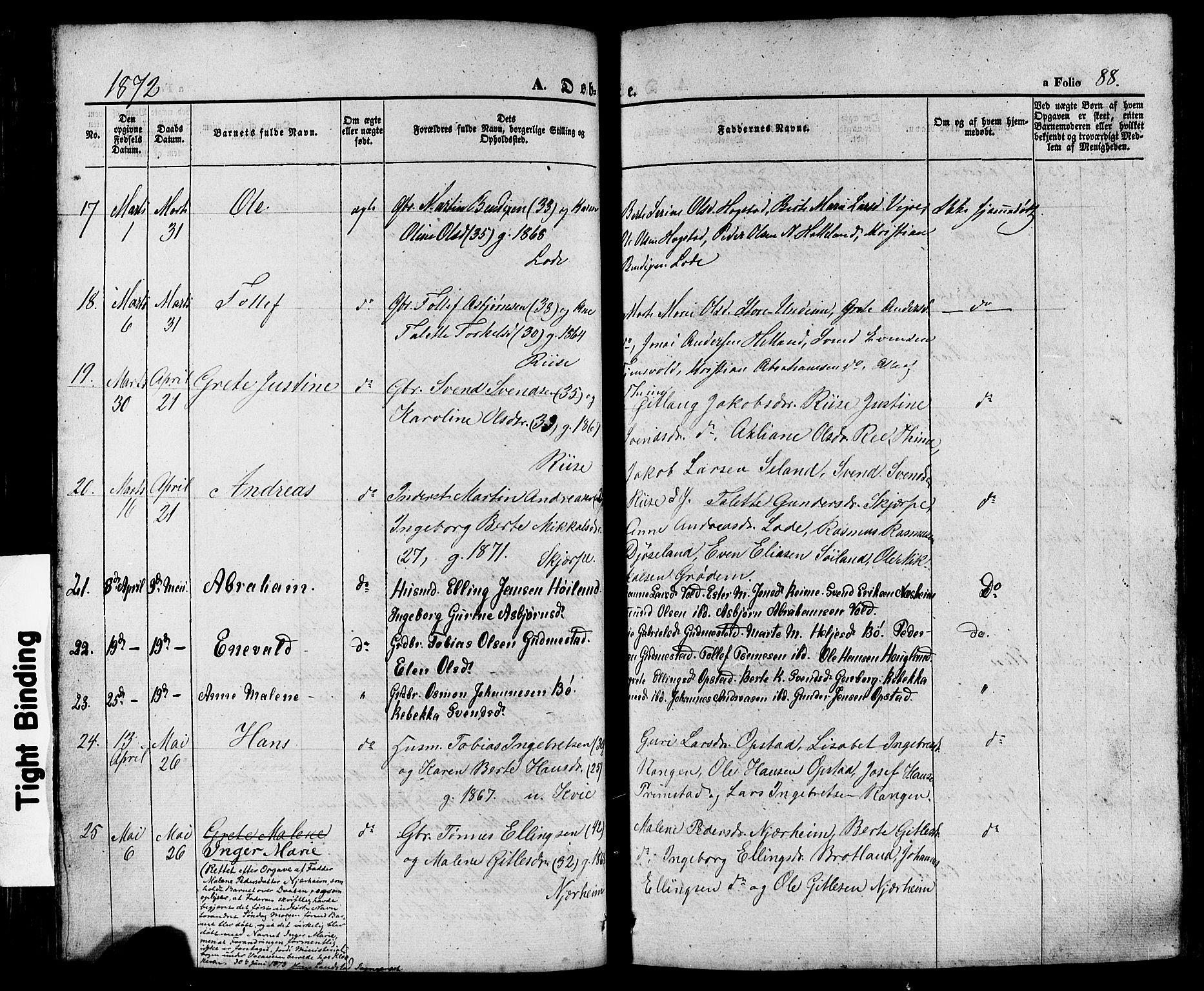Hå sokneprestkontor, AV/SAST-A-101801/001/30BA/L0008: Ministerialbok nr. A 7, 1853-1878, s. 88