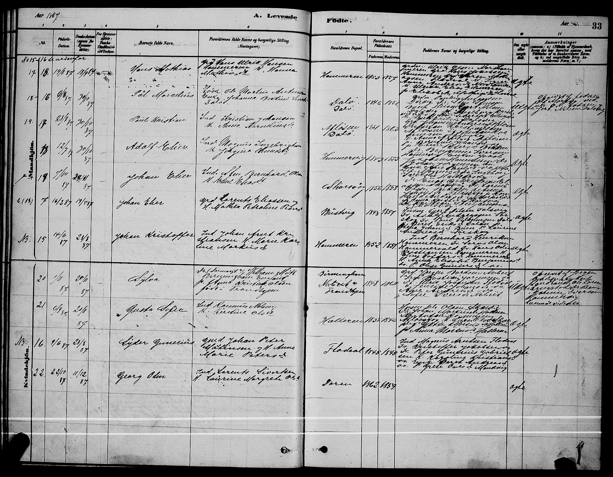 Ministerialprotokoller, klokkerbøker og fødselsregistre - Sør-Trøndelag, SAT/A-1456/641/L0597: Klokkerbok nr. 641C01, 1878-1893, s. 33