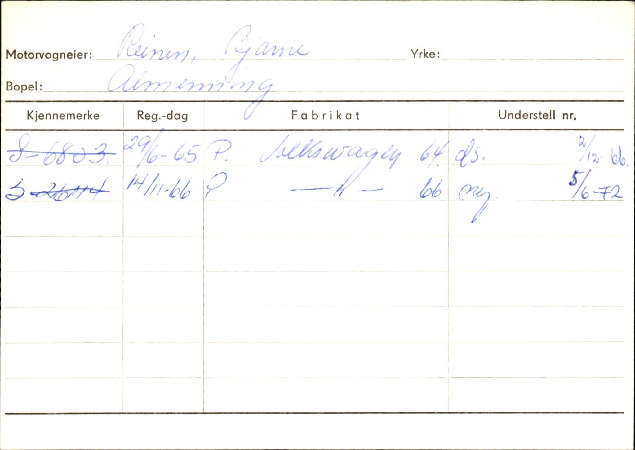 Statens vegvesen, Sogn og Fjordane vegkontor, SAB/A-5301/4/F/L0144: Registerkort Vågsøy A-R, 1945-1975, s. 2391