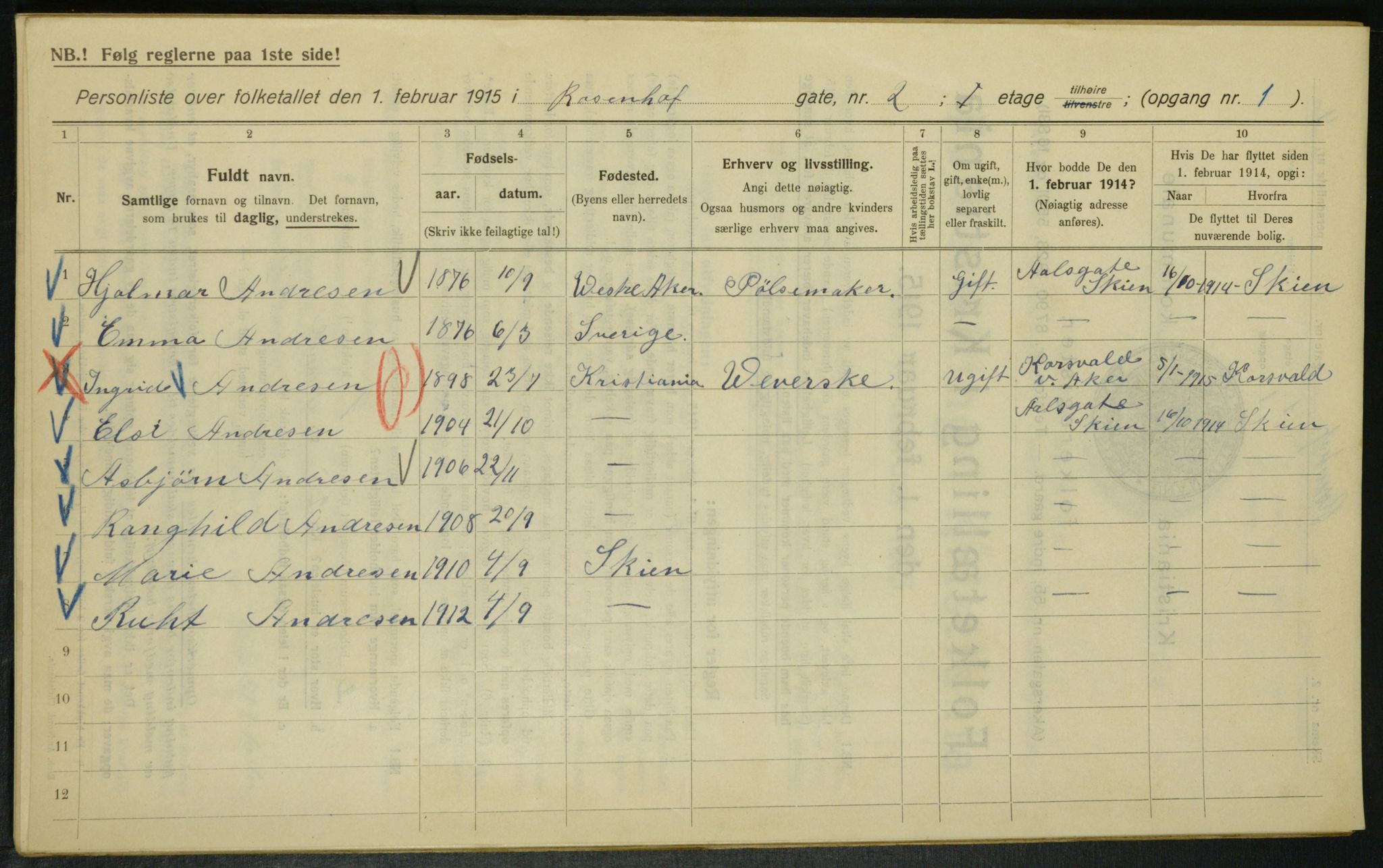 OBA, Kommunal folketelling 1.2.1915 for Kristiania, 1915, s. 83395