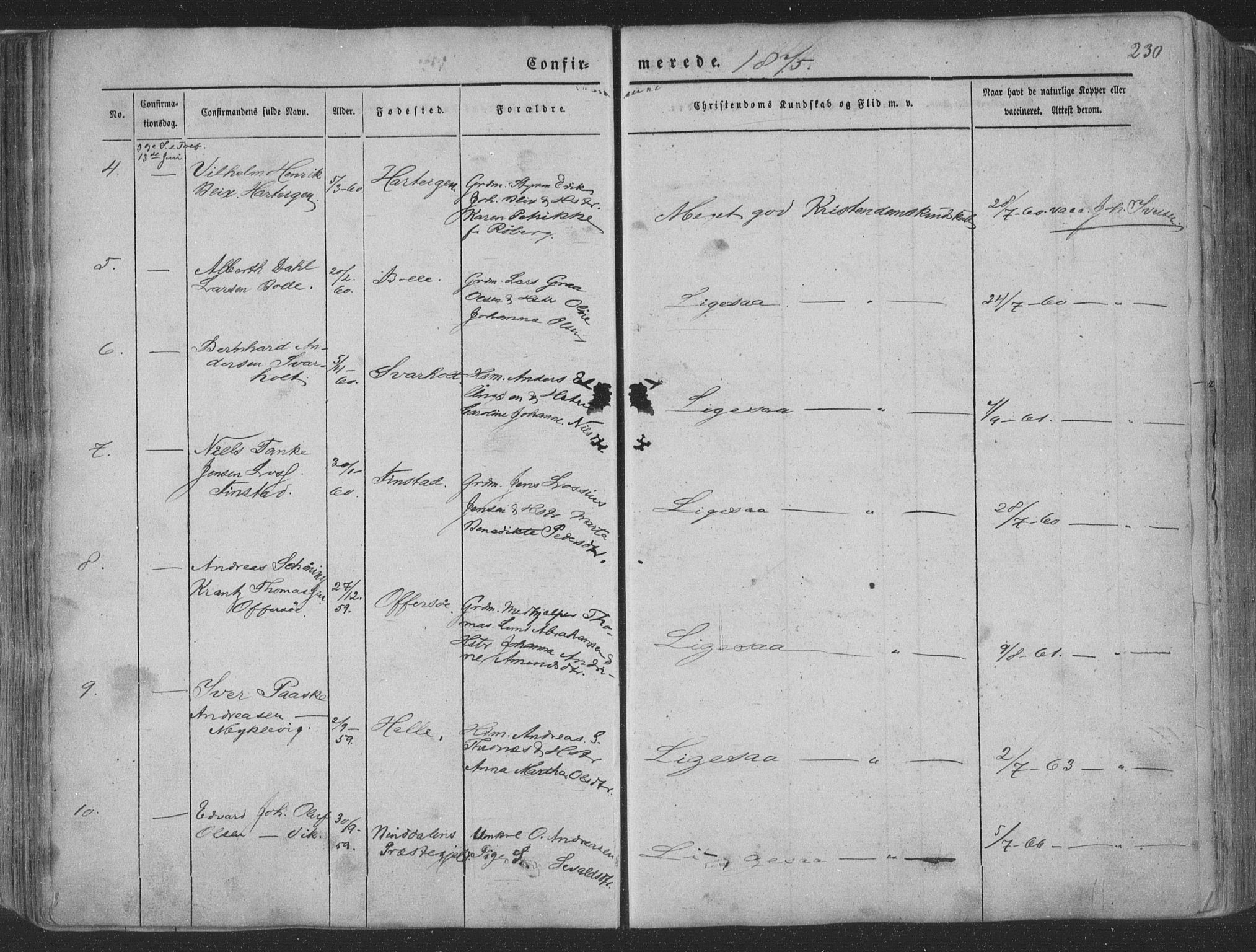 Ministerialprotokoller, klokkerbøker og fødselsregistre - Nordland, AV/SAT-A-1459/881/L1165: Klokkerbok nr. 881C02, 1854-1876, s. 230