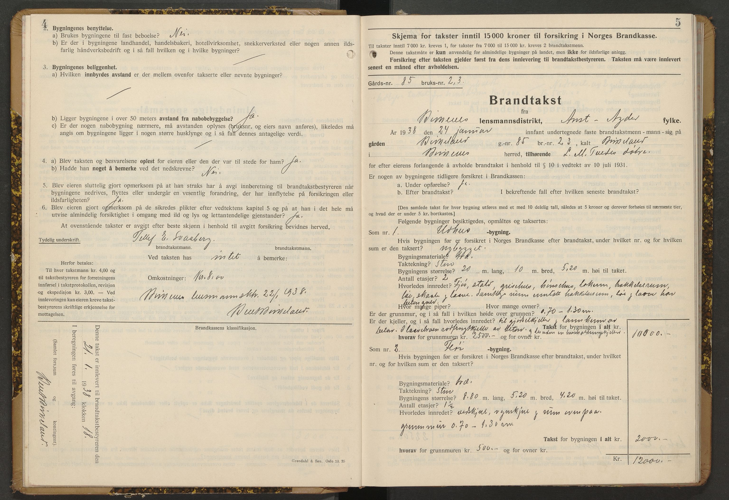 Norges Brannkasse Birkenes, AV/SAK-2241-0005/F/Fa/L0013: Branntakstprotokoll nr. 13 med gårdsnavnregister, 1938-1951