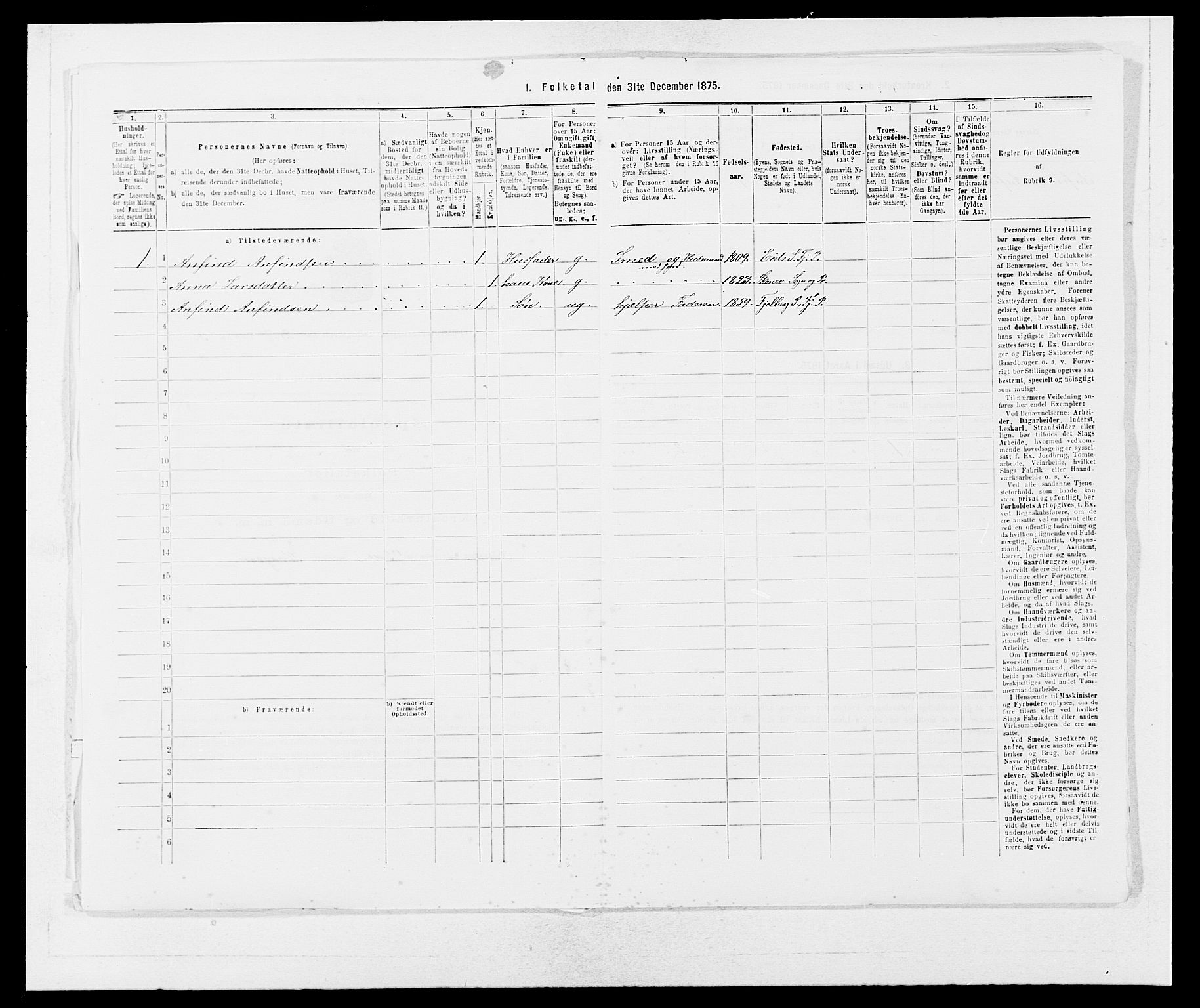 SAB, Folketelling 1875 for 1213P Fjelberg prestegjeld, 1875, s. 729