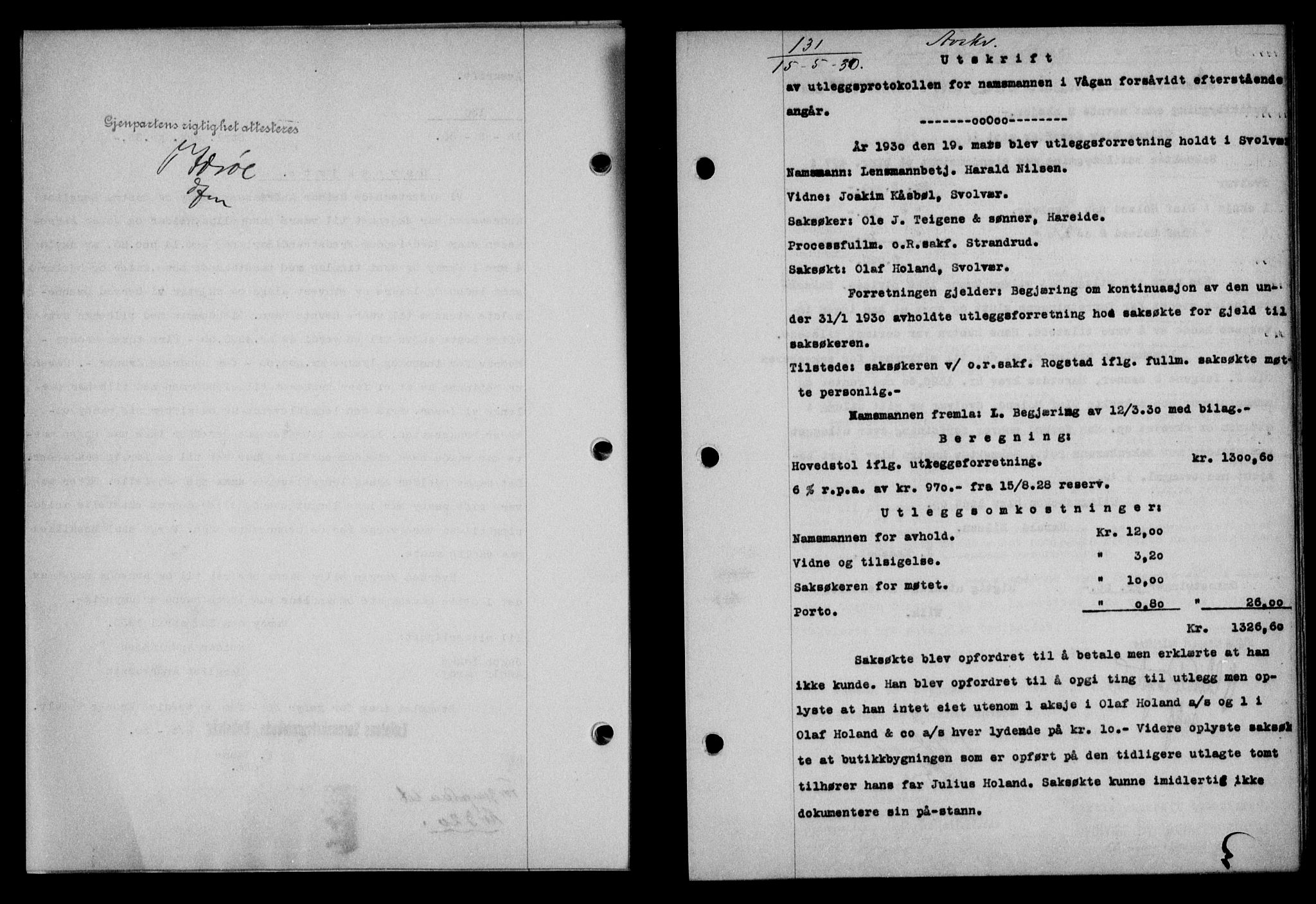 Lofoten sorenskriveri, SAT/A-0017/1/2/2C/L0021b: Pantebok nr. 21b, 1930-1930, Tingl.dato: 15.05.1930