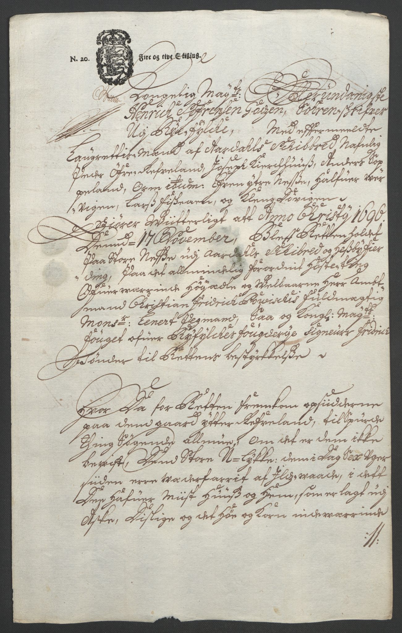 Rentekammeret inntil 1814, Reviderte regnskaper, Fogderegnskap, RA/EA-4092/R47/L2857: Fogderegnskap Ryfylke, 1694-1696, s. 299