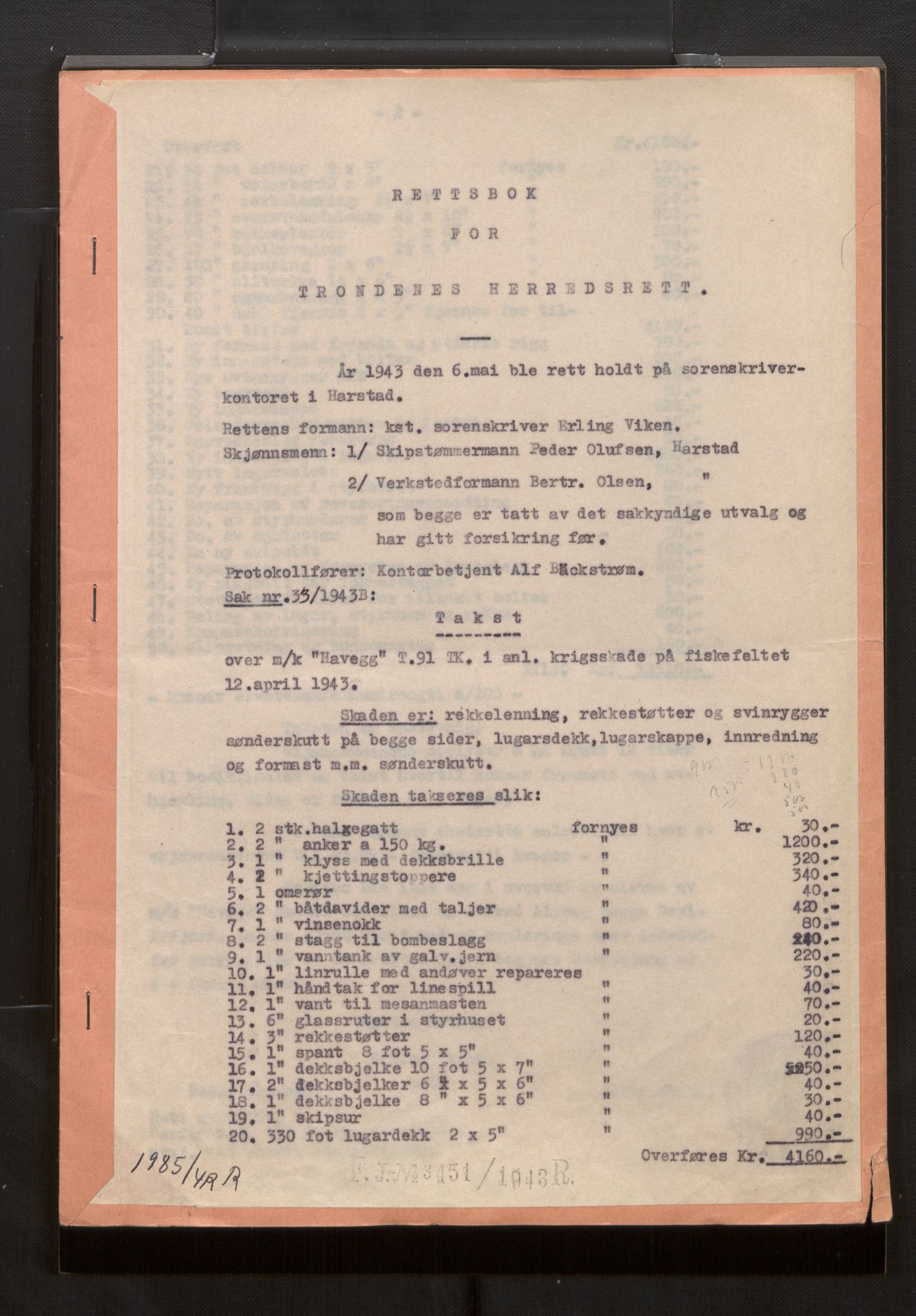 Fiskeridirektoratet - 1 Adm. ledelse - 13 Båtkontoret, AV/SAB-A-2003/La/L0042: Statens krigsforsikring for fiskeflåten, 1936-1971, s. 479