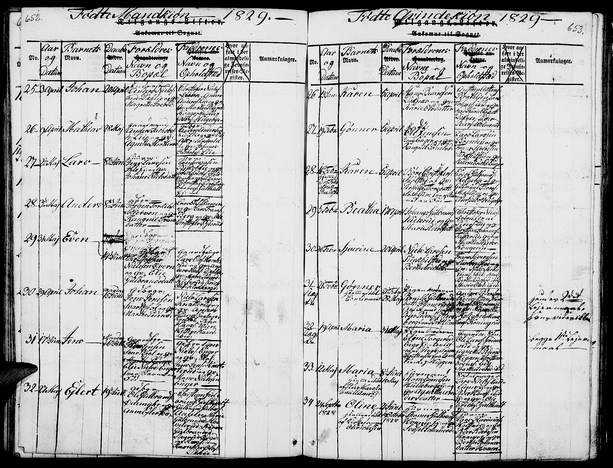 Nes prestekontor, Hedmark, AV/SAH-PREST-020/L/La/L0003: Klokkerbok nr. 3, 1814-1831, s. 652-653