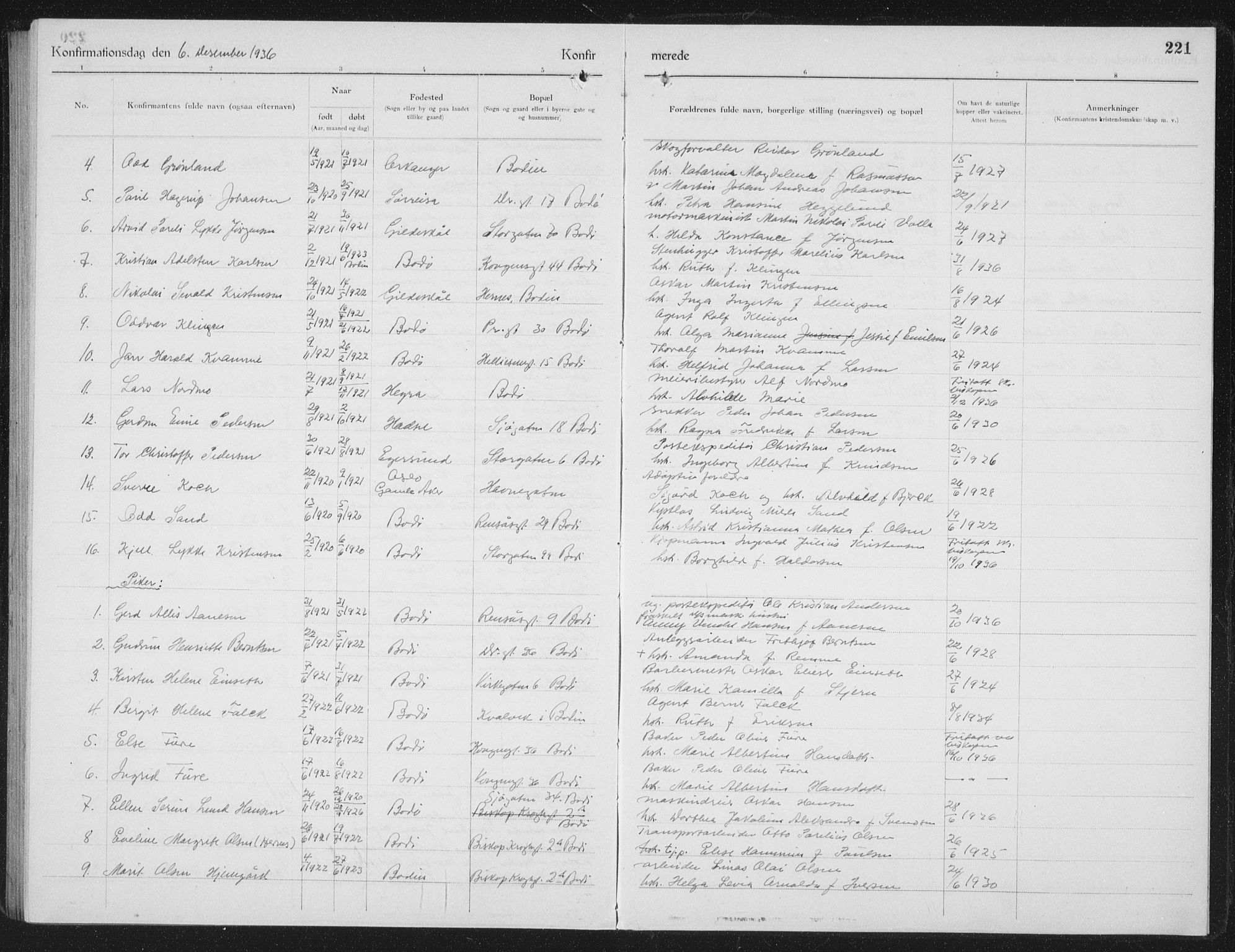 Ministerialprotokoller, klokkerbøker og fødselsregistre - Nordland, AV/SAT-A-1459/801/L0037: Klokkerbok nr. 801C12, 1921-1937, s. 221