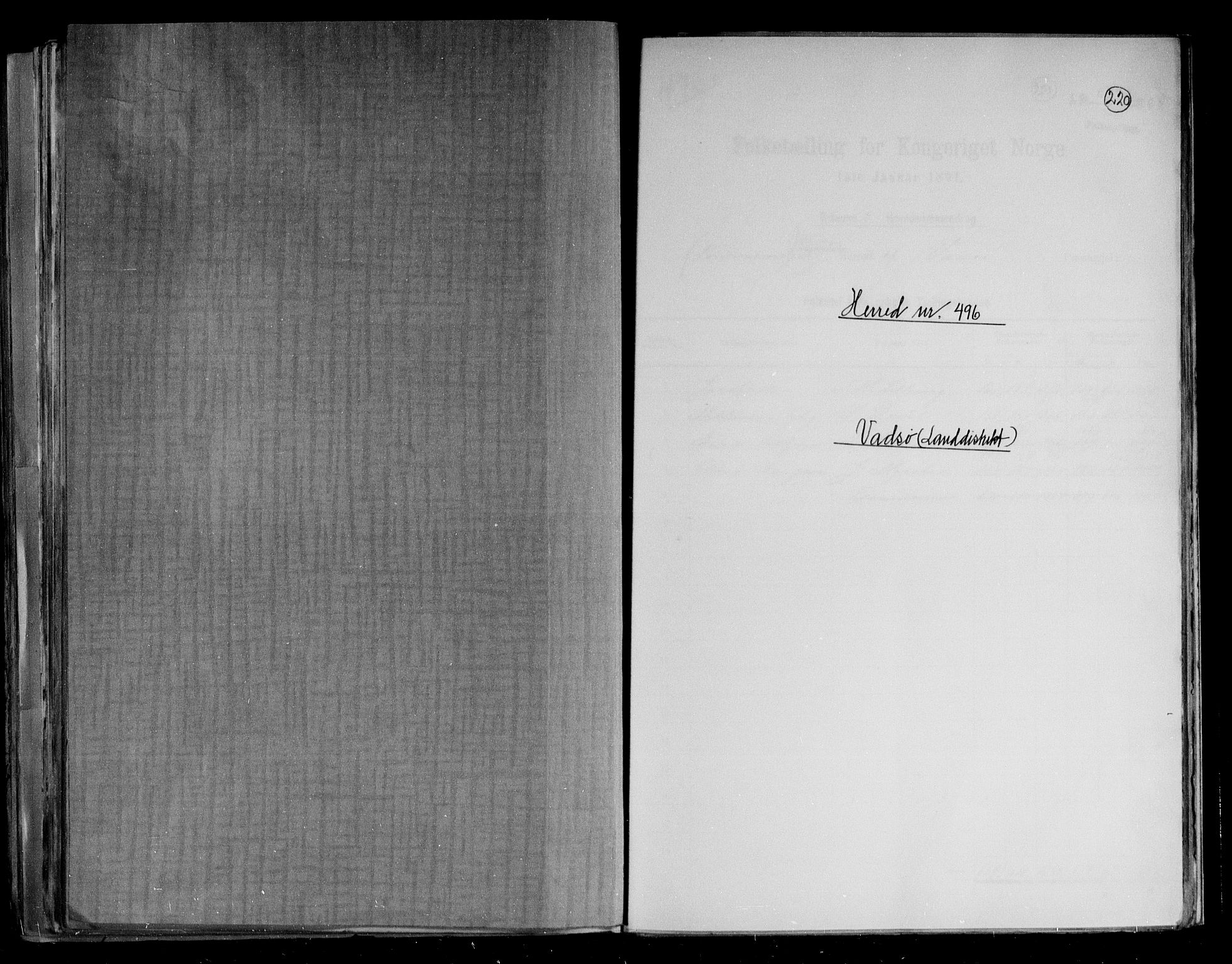 RA, Folketelling 1891 for 2029 Vadsø herred, 1891, s. 1