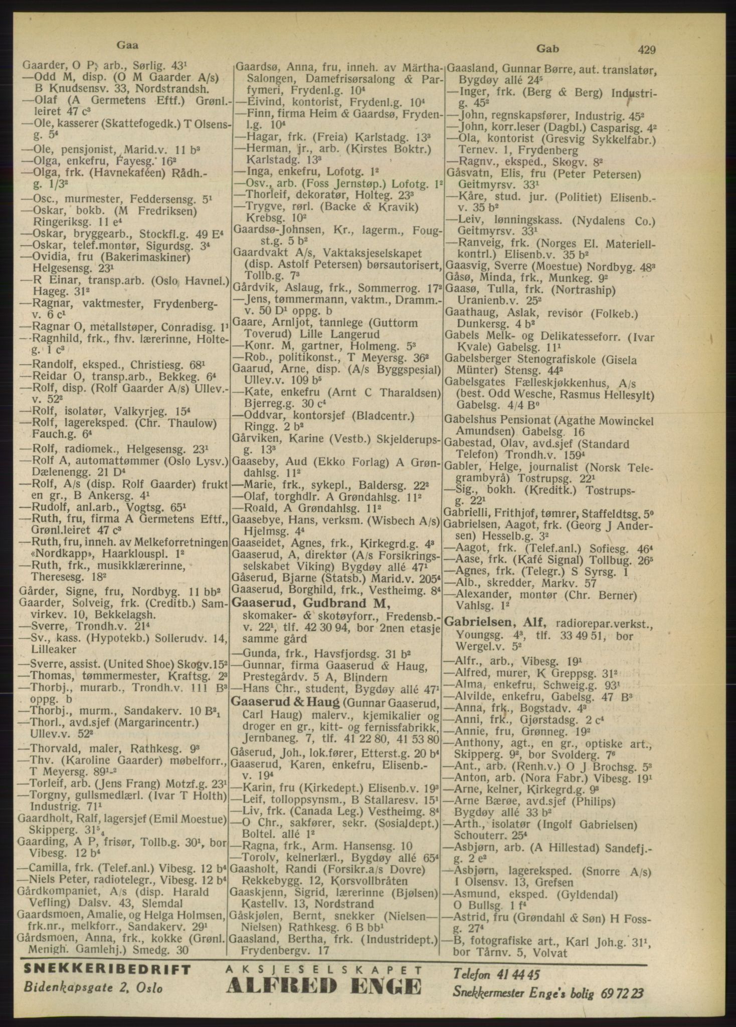 Kristiania/Oslo adressebok, PUBL/-, 1949, s. 429