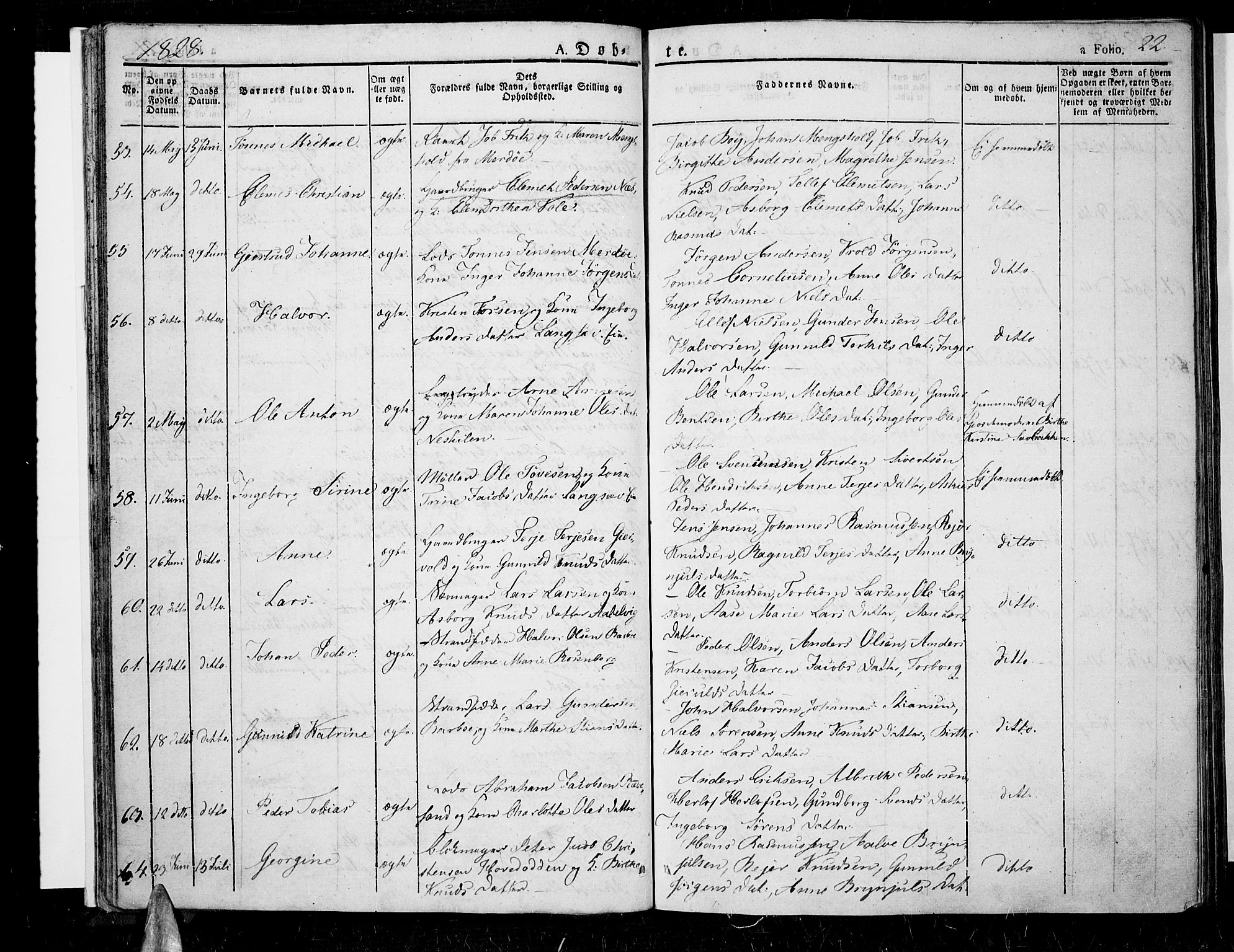 Tromøy sokneprestkontor, AV/SAK-1111-0041/F/Fa/L0003: Ministerialbok nr. A 3, 1825-1837, s. 22
