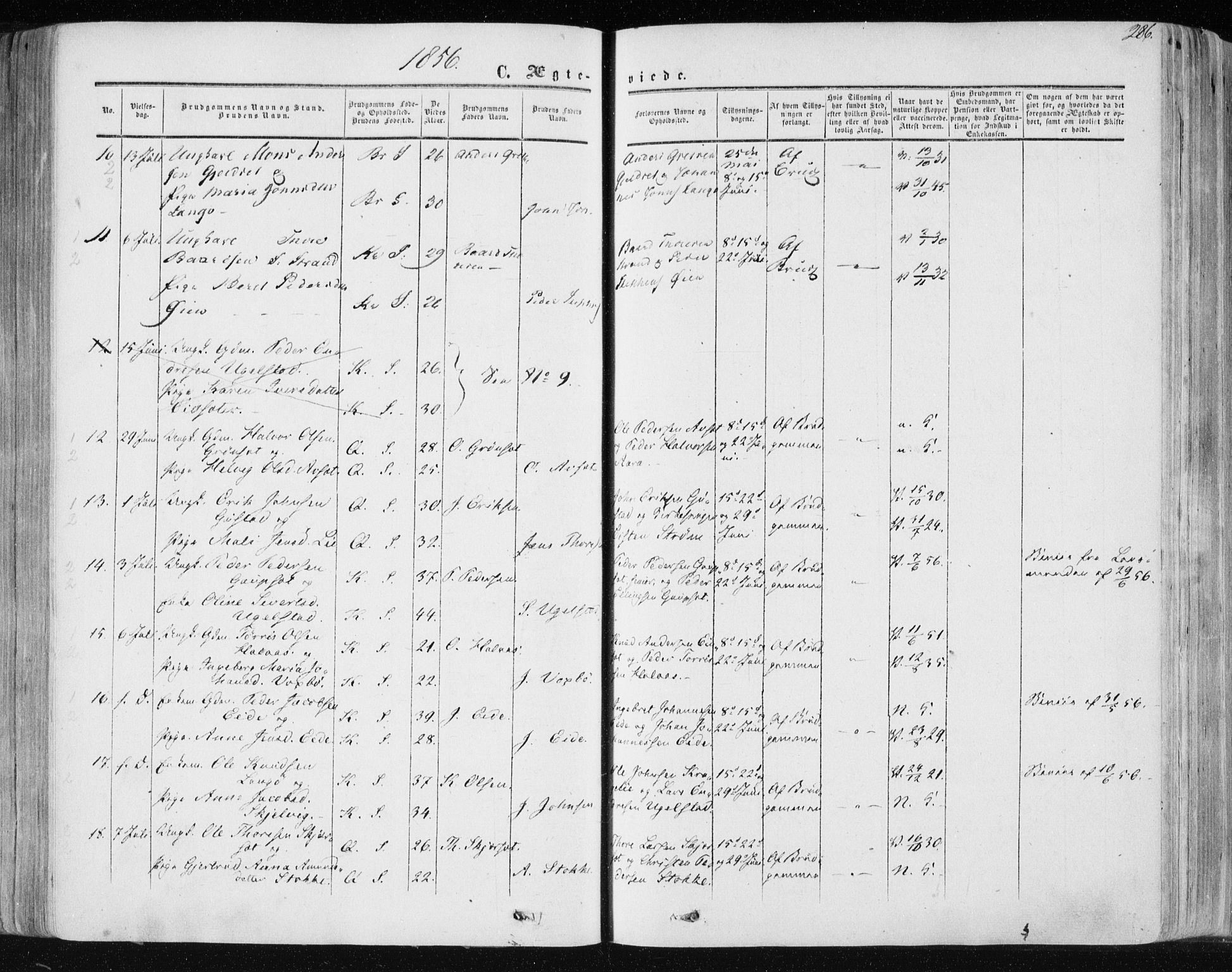 Ministerialprotokoller, klokkerbøker og fødselsregistre - Møre og Romsdal, AV/SAT-A-1454/568/L0804: Ministerialbok nr. 568A11, 1854-1868, s. 286