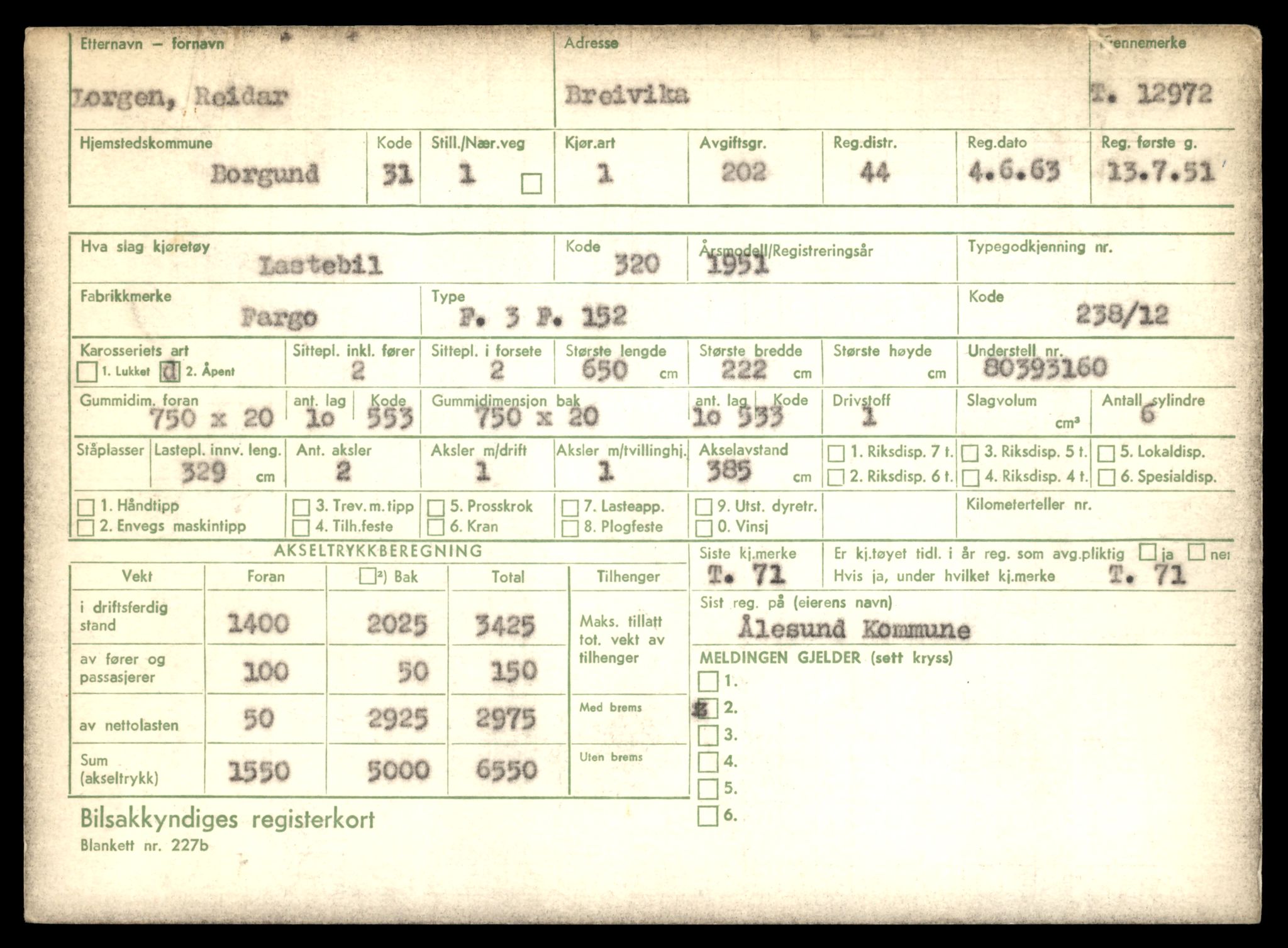Møre og Romsdal vegkontor - Ålesund trafikkstasjon, AV/SAT-A-4099/F/Fe/L0036: Registreringskort for kjøretøy T 12831 - T 13030, 1927-1998, s. 2115