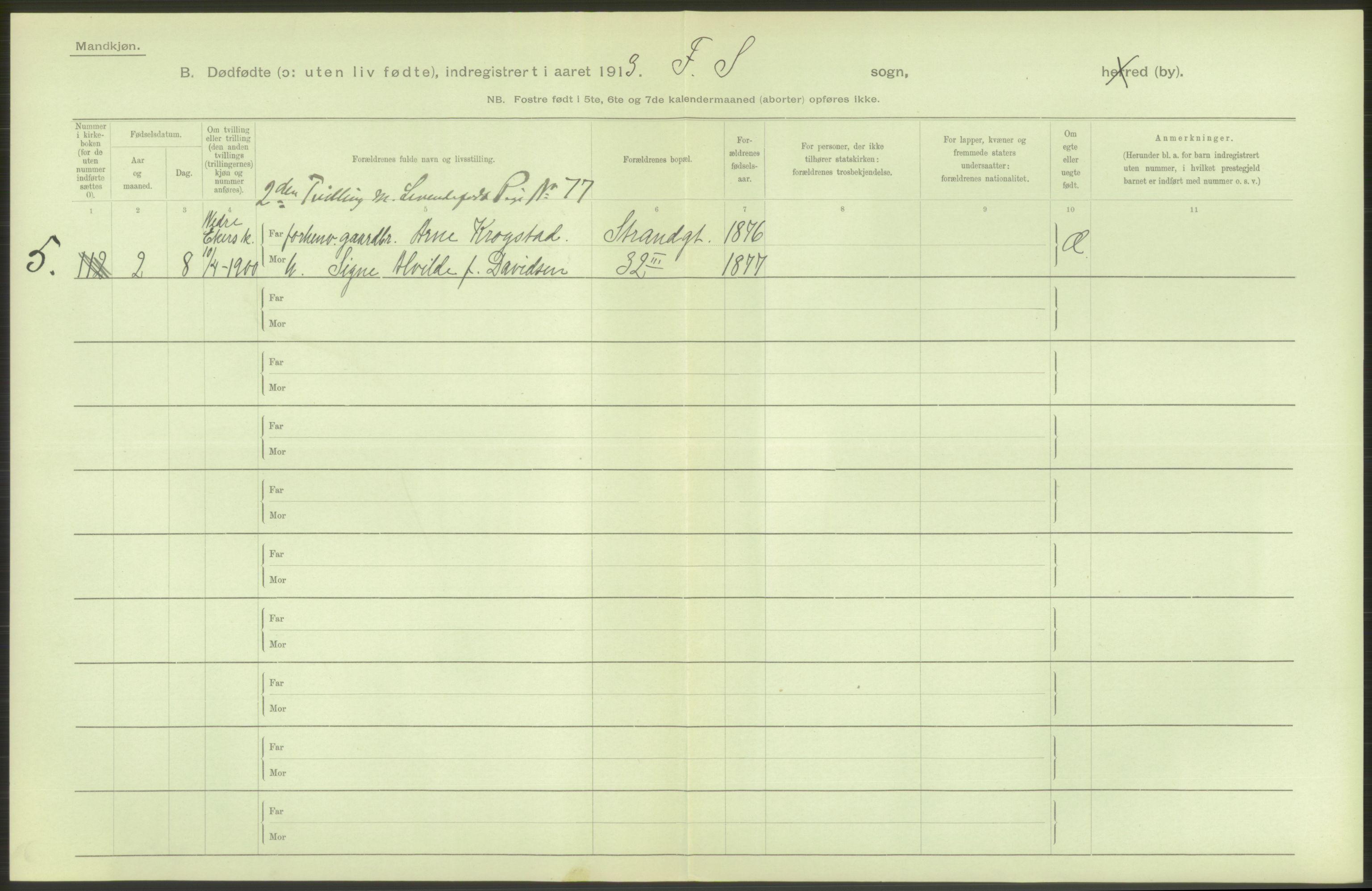 Statistisk sentralbyrå, Sosiodemografiske emner, Befolkning, AV/RA-S-2228/D/Df/Dfb/Dfbc/L0010: Kristiania: Døde, dødfødte., 1913, s. 30