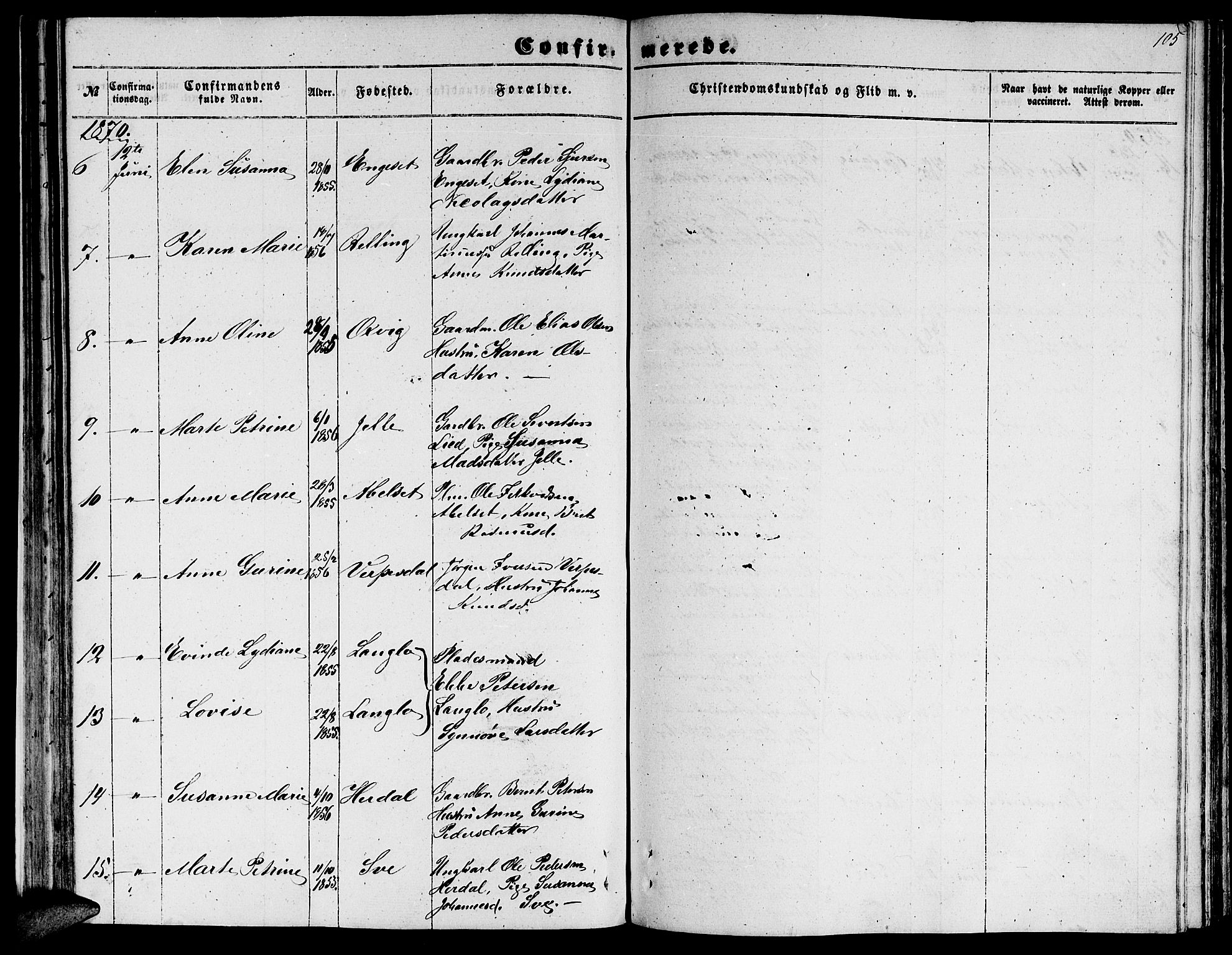 Ministerialprotokoller, klokkerbøker og fødselsregistre - Møre og Romsdal, AV/SAT-A-1454/520/L0291: Klokkerbok nr. 520C03, 1854-1881, s. 105