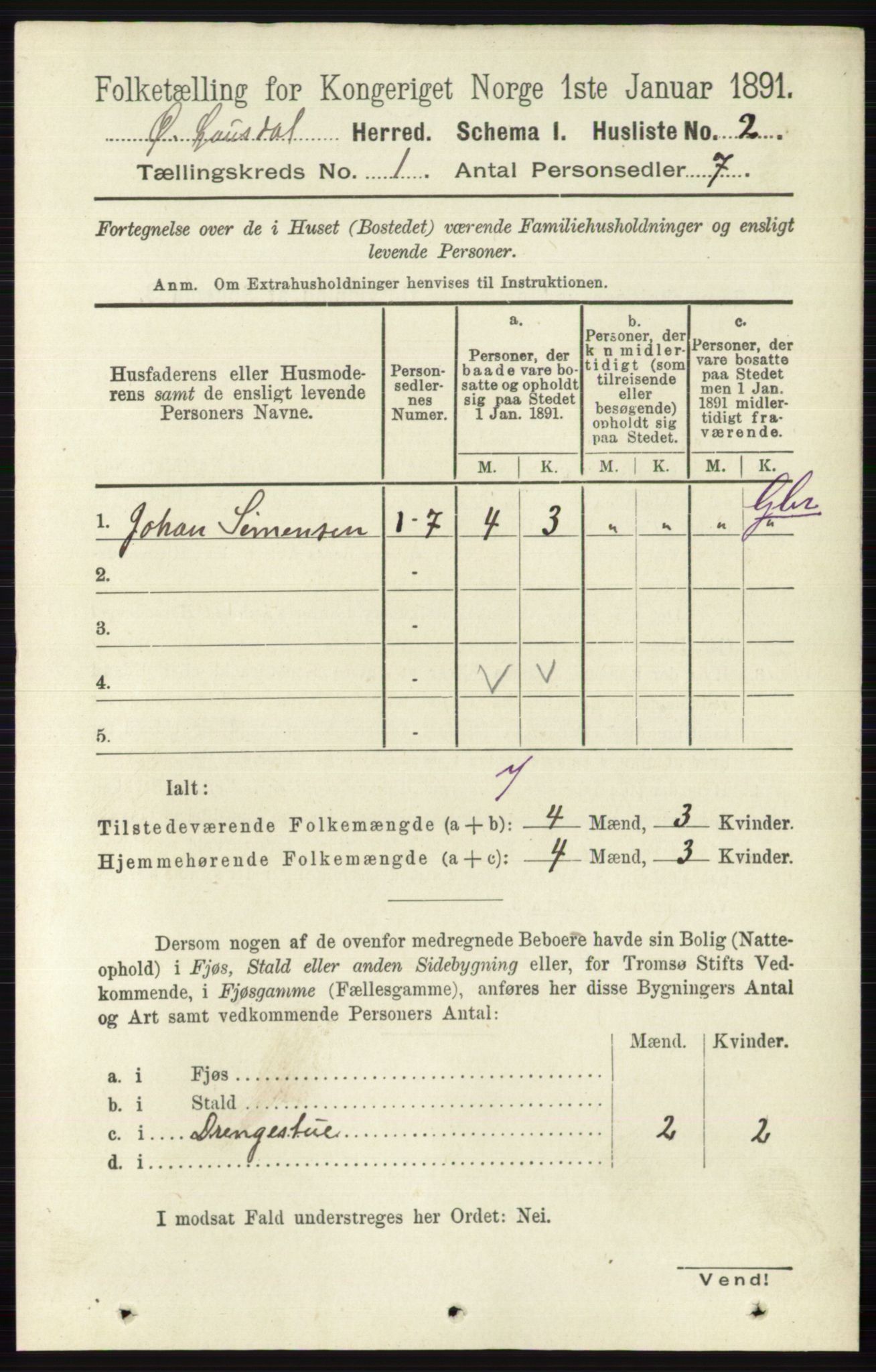 RA, Folketelling 1891 for 0522 Østre Gausdal herred, 1891, s. 23