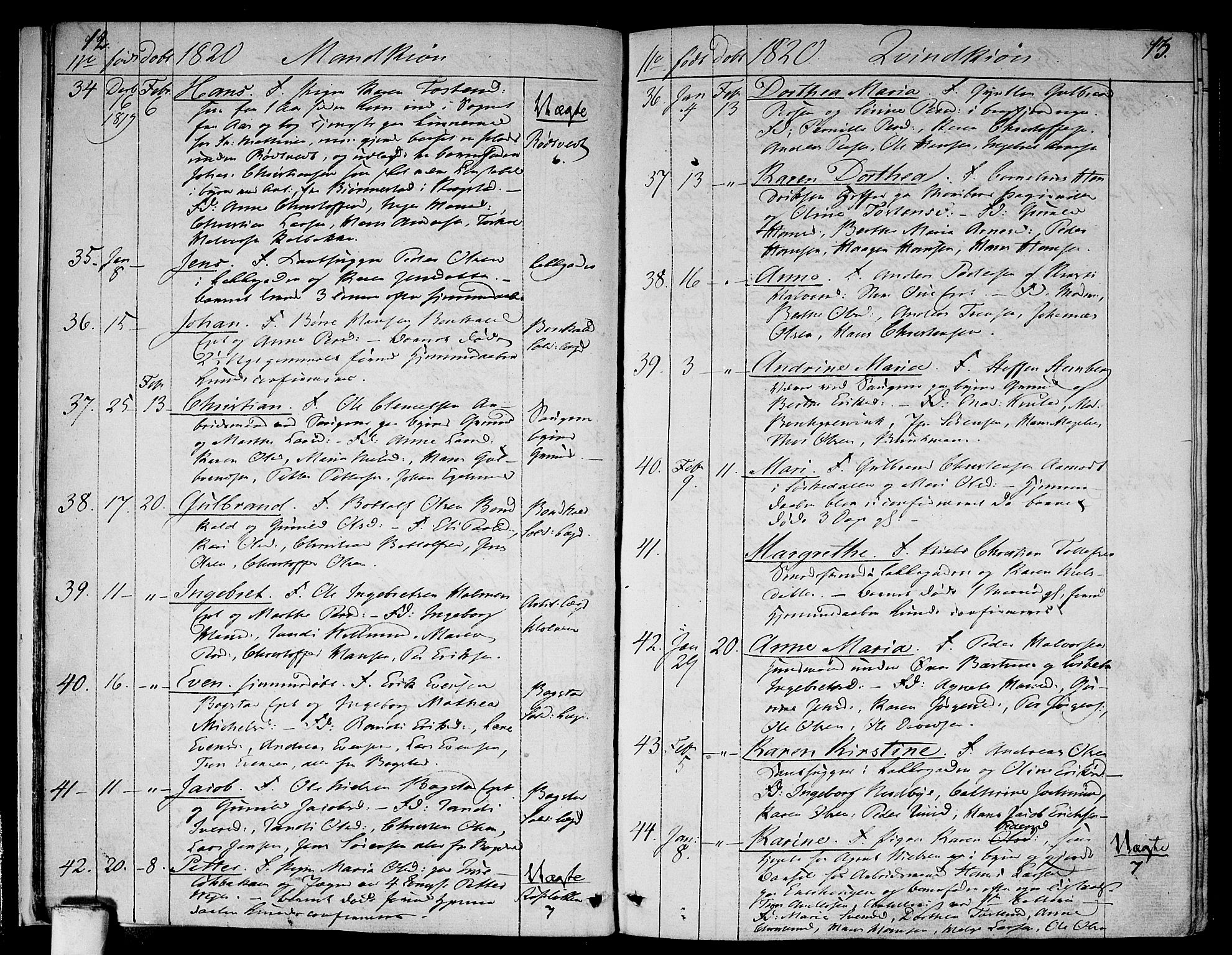 Aker prestekontor kirkebøker, AV/SAO-A-10861/F/L0012: Ministerialbok nr. 12, 1819-1828, s. 12-13