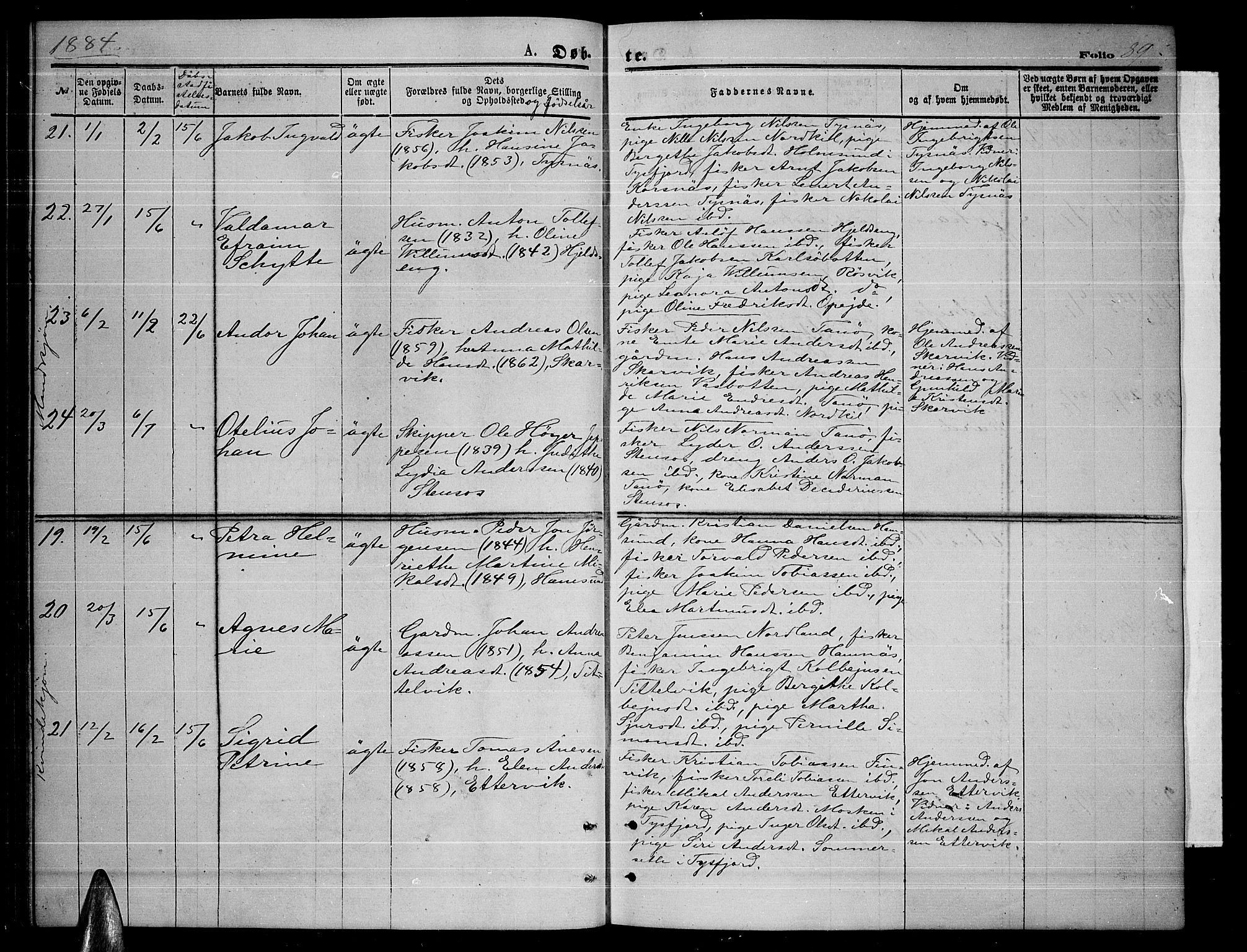 Ministerialprotokoller, klokkerbøker og fødselsregistre - Nordland, AV/SAT-A-1459/859/L0858: Klokkerbok nr. 859C04, 1873-1886, s. 89