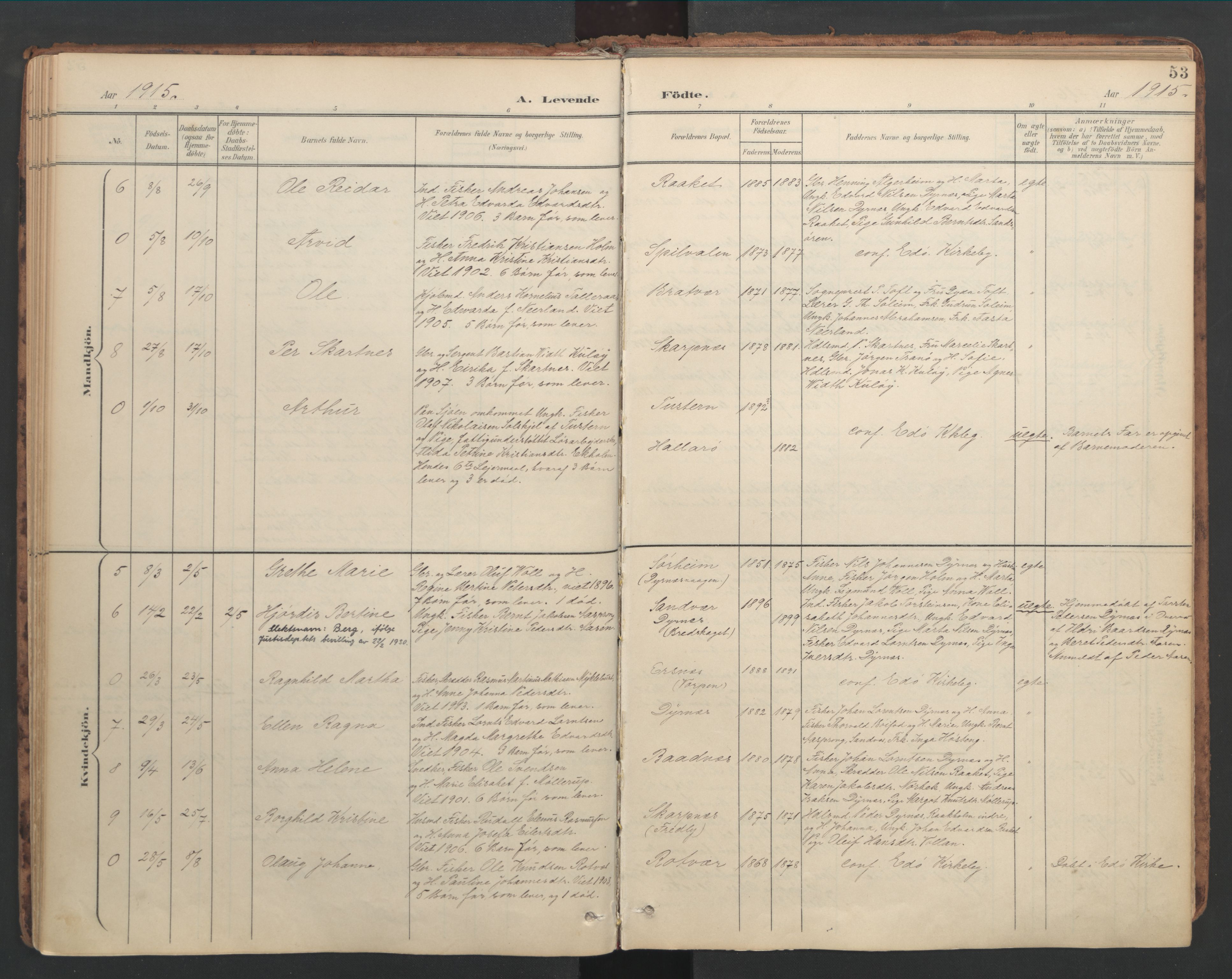 Ministerialprotokoller, klokkerbøker og fødselsregistre - Møre og Romsdal, AV/SAT-A-1454/582/L0948: Ministerialbok nr. 582A02, 1901-1922, s. 53