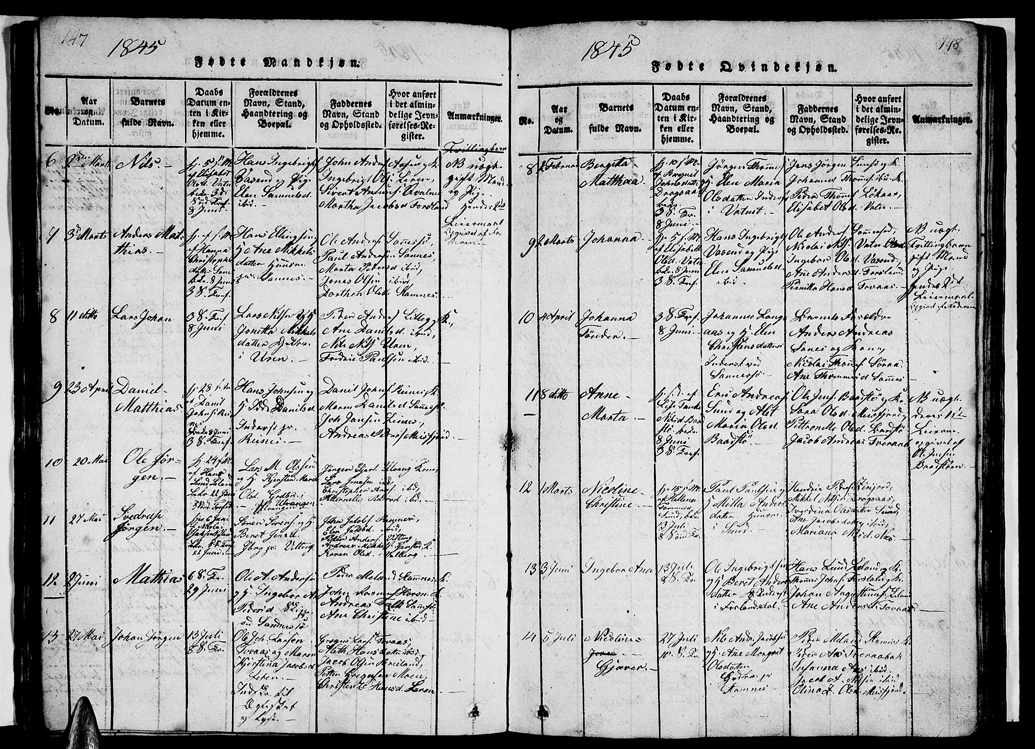 Ministerialprotokoller, klokkerbøker og fødselsregistre - Nordland, AV/SAT-A-1459/831/L0474: Klokkerbok nr. 831C01, 1820-1850, s. 147-148