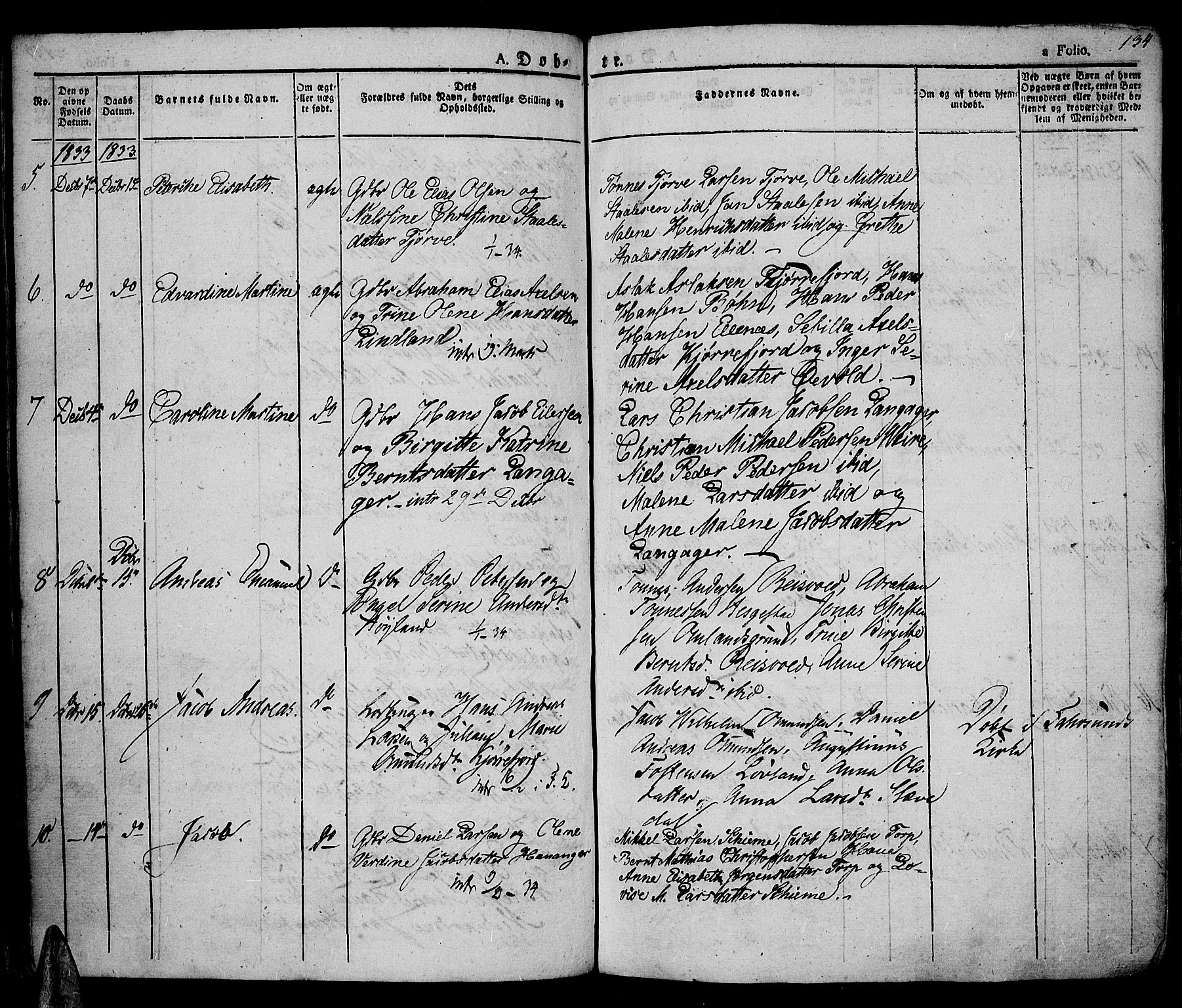 Lista sokneprestkontor, AV/SAK-1111-0027/F/Fa/L0008: Ministerialbok nr. A 8, 1823-1835, s. 134