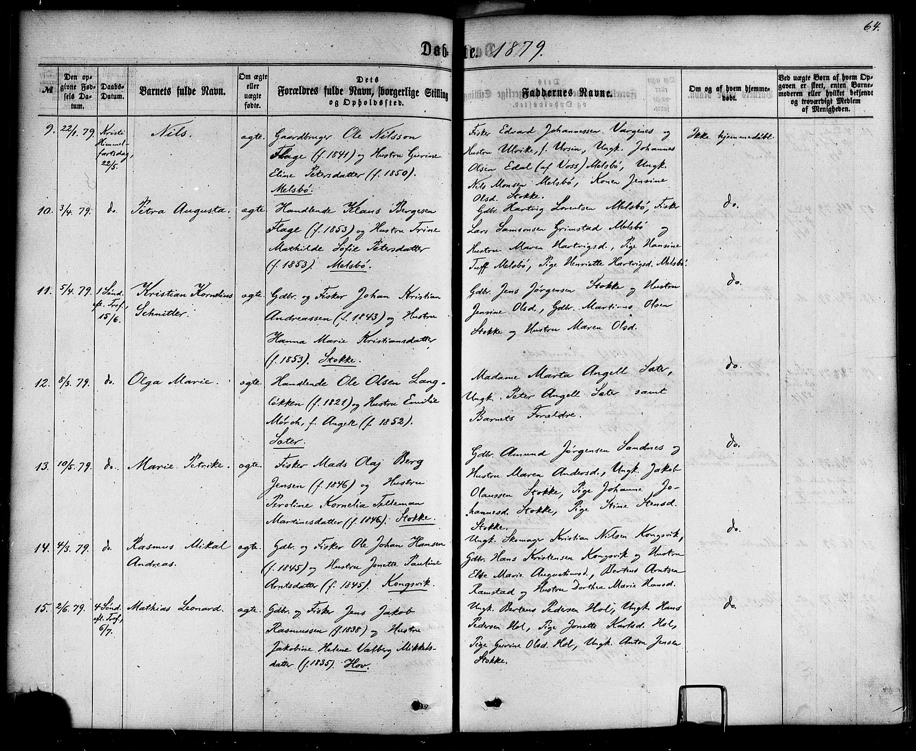 Ministerialprotokoller, klokkerbøker og fødselsregistre - Nordland, AV/SAT-A-1459/865/L0923: Ministerialbok nr. 865A01, 1864-1884, s. 64