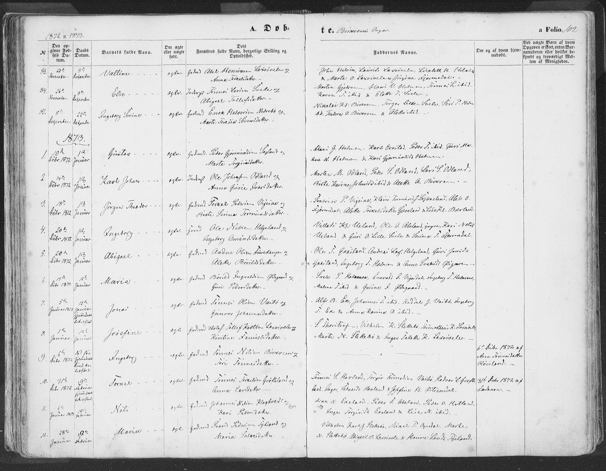 Helleland sokneprestkontor, SAST/A-101810: Ministerialbok nr. A 7.1, 1863-1886, s. 102