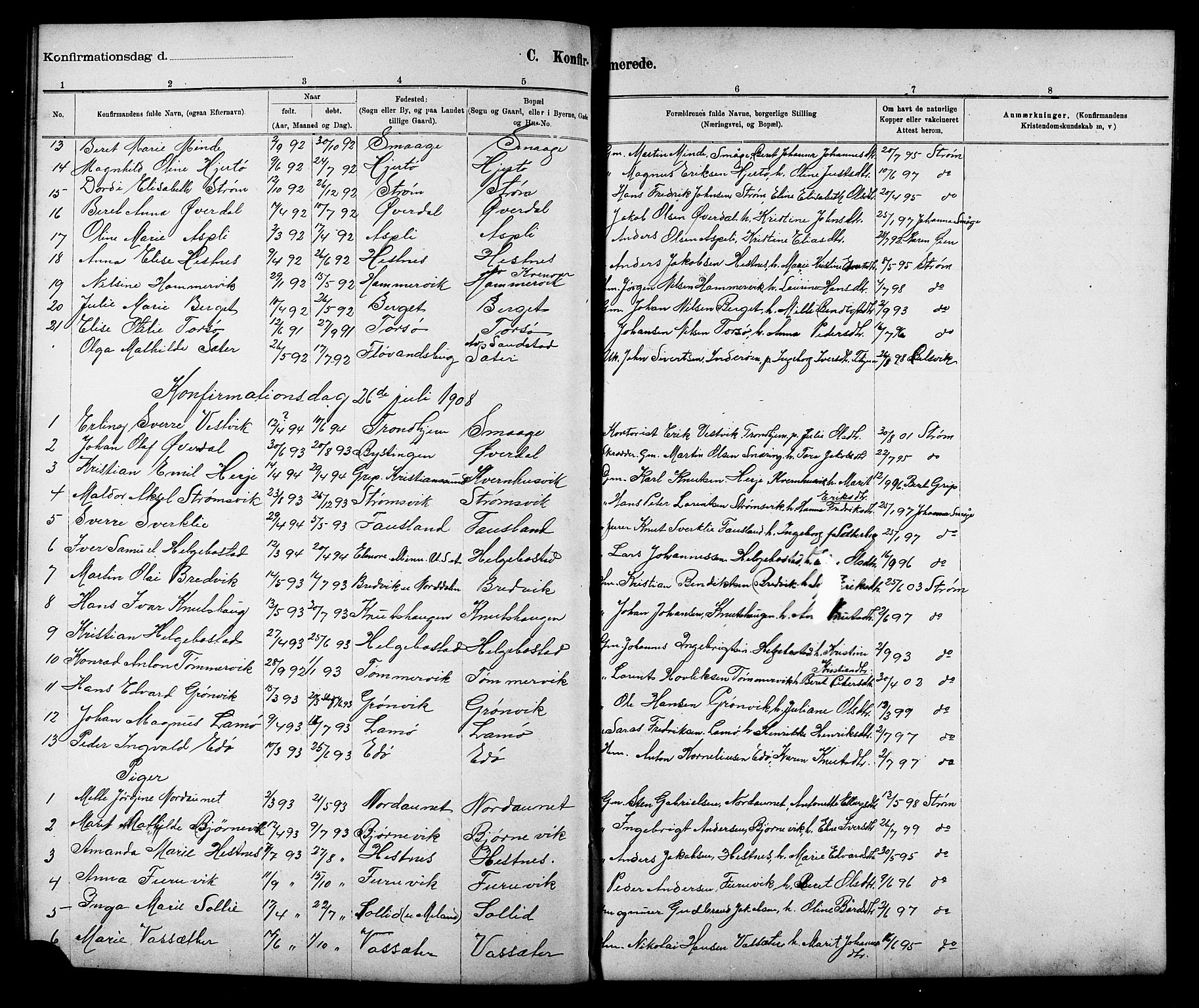 Ministerialprotokoller, klokkerbøker og fødselsregistre - Sør-Trøndelag, AV/SAT-A-1456/634/L0542: Klokkerbok nr. 634C04, 1892-1916