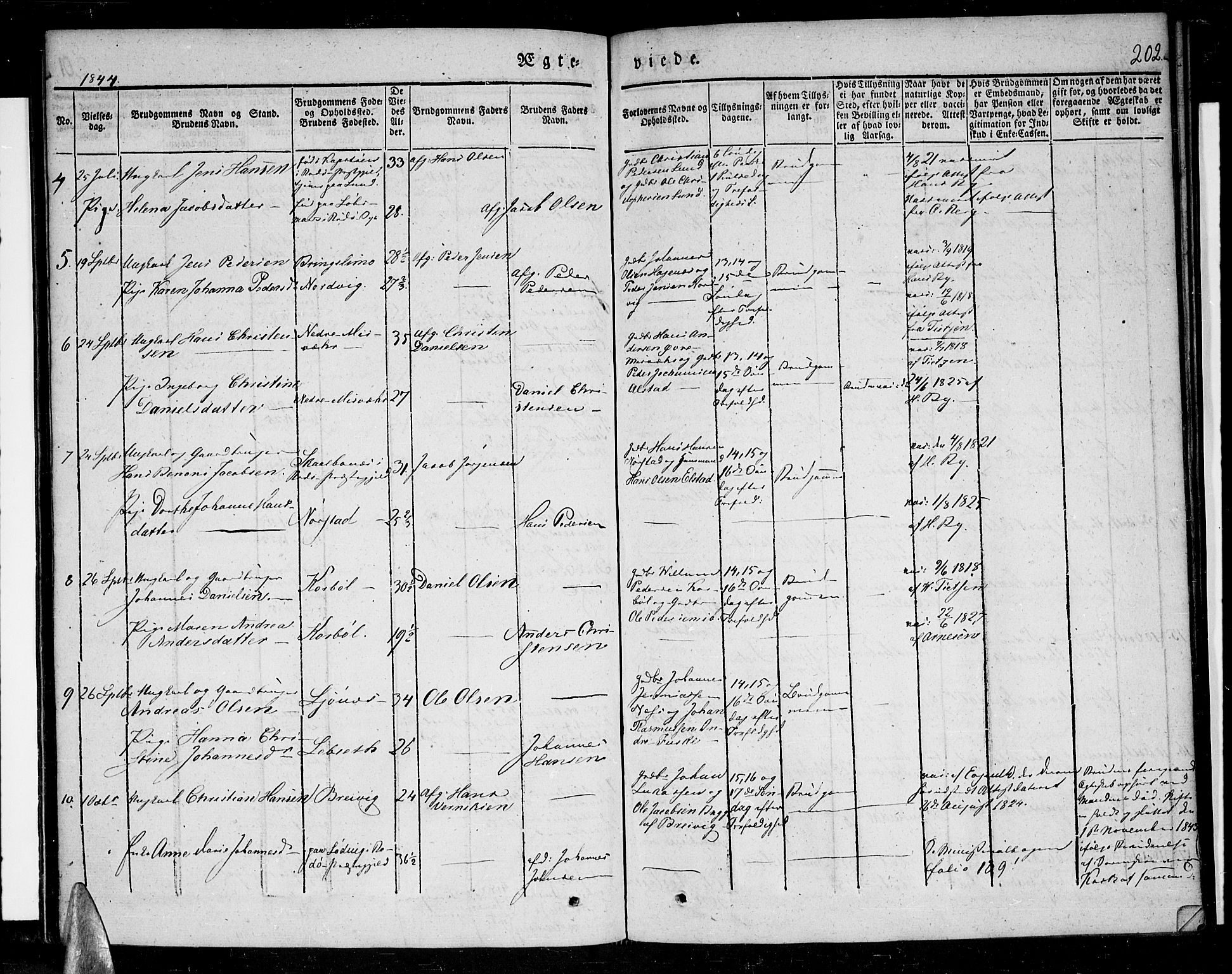 Ministerialprotokoller, klokkerbøker og fødselsregistre - Nordland, AV/SAT-A-1459/852/L0737: Ministerialbok nr. 852A07, 1833-1849, s. 202