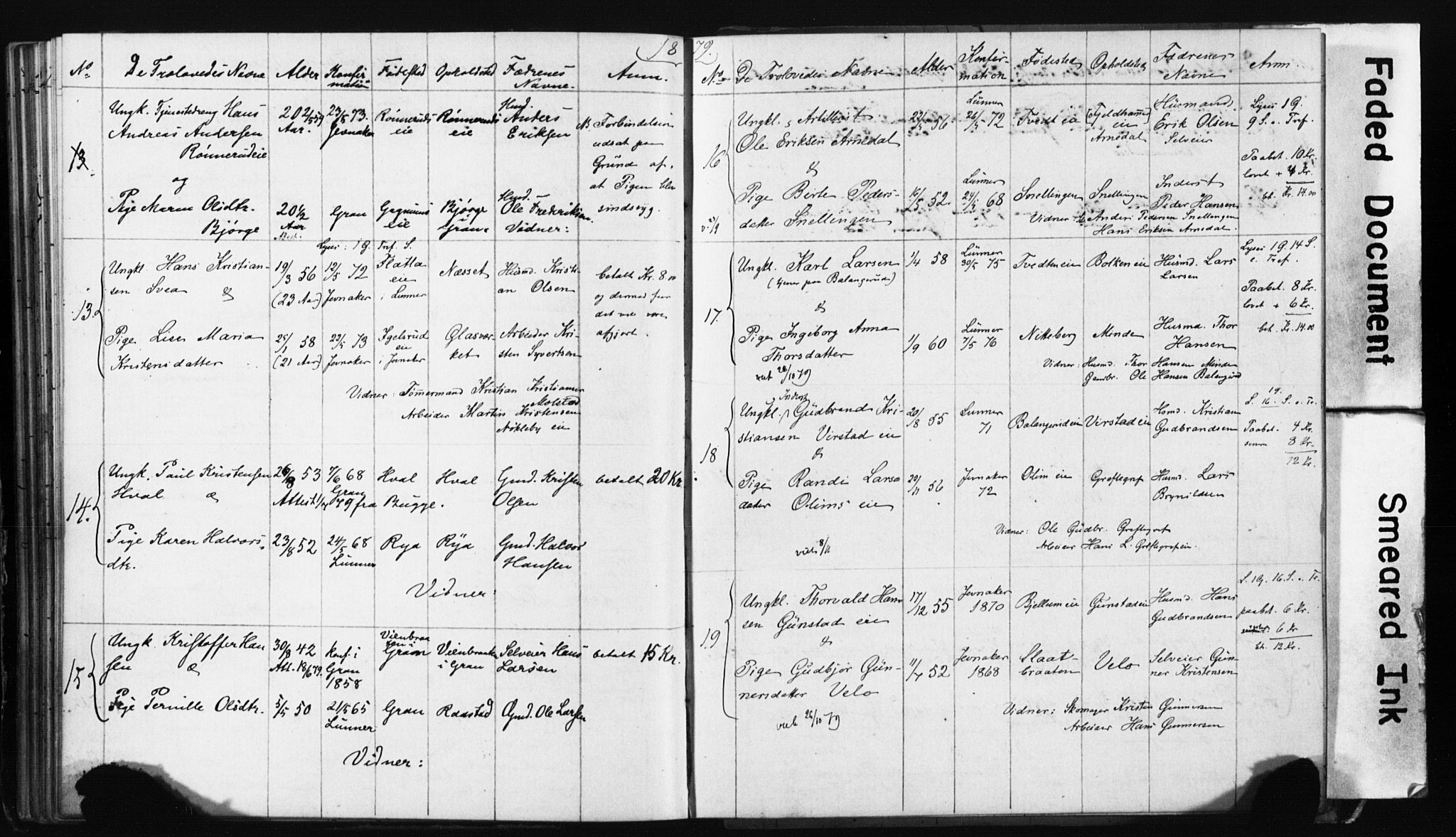 Jevnaker prestekontor, AV/SAH-PREST-116/I/Ie: Lysningsprotokoll nr. 2, 1867-1897