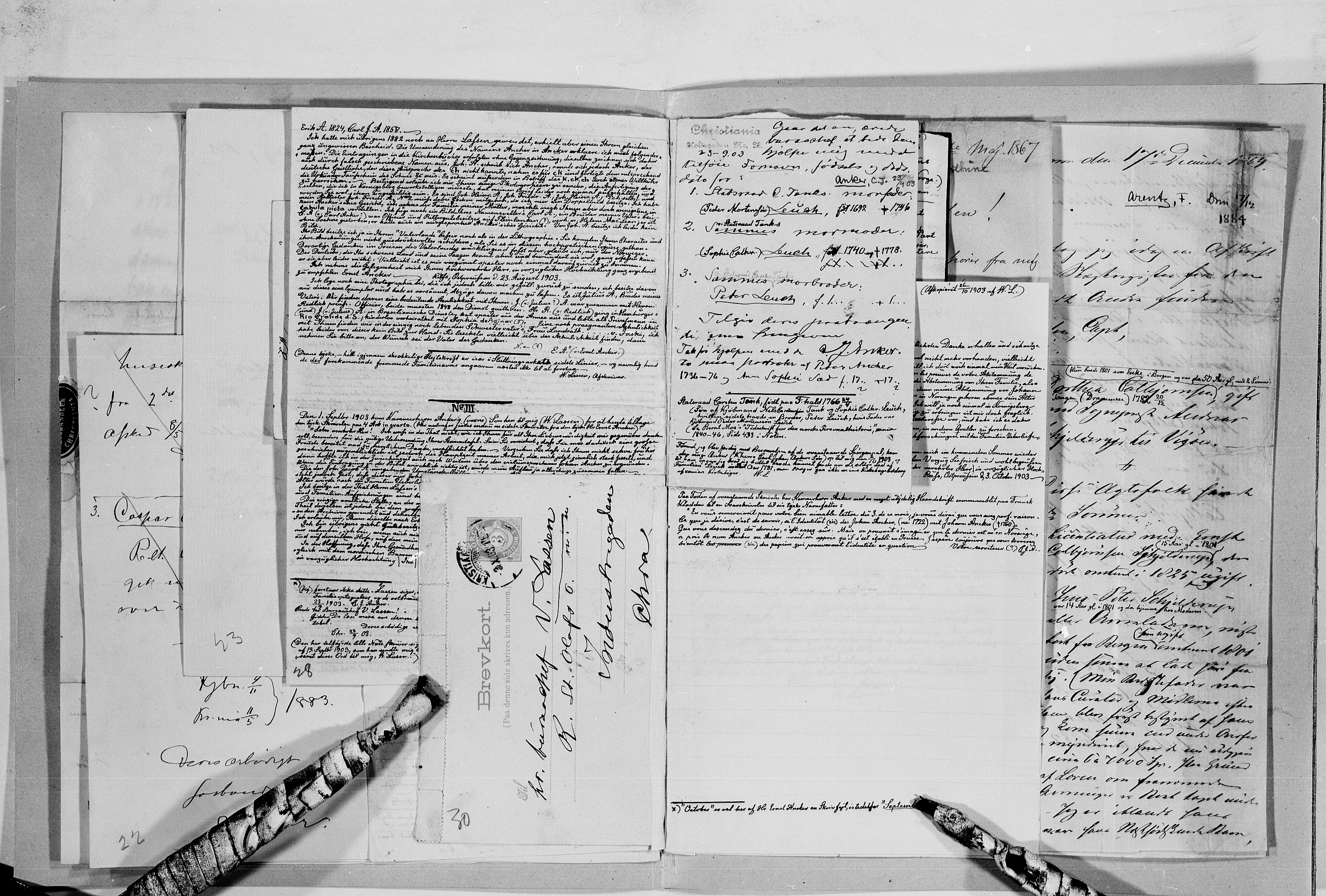 Lassens samlinger, AV/RA-PA-0051/G/L0094: Alfabetisk ordnede brev til Wilhelm Lassen: Aabel - Bonnevie, 1815-1907, s. 49