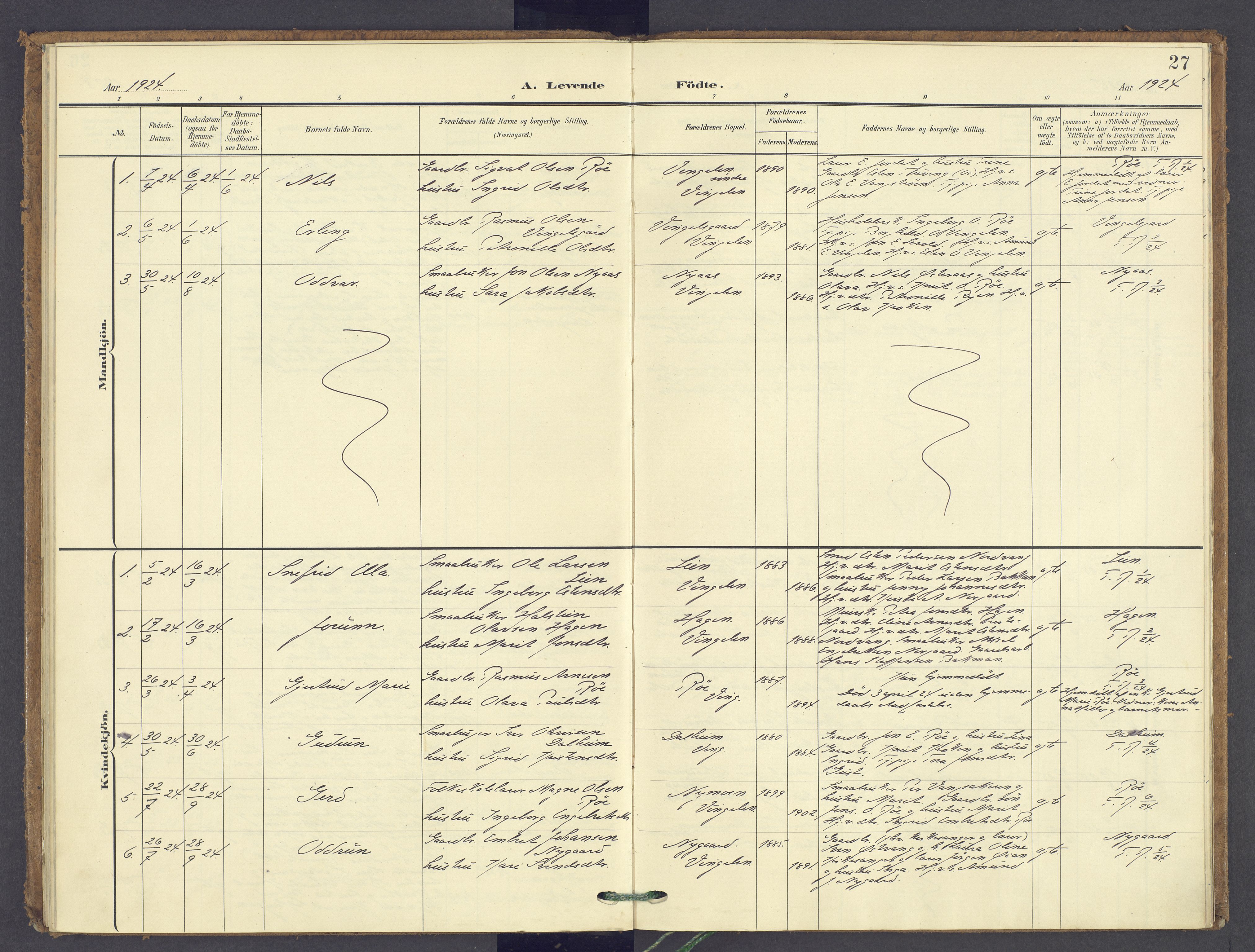 Tolga prestekontor, AV/SAH-PREST-062/K/L0015: Ministerialbok nr. 15, 1903-1946, s. 27