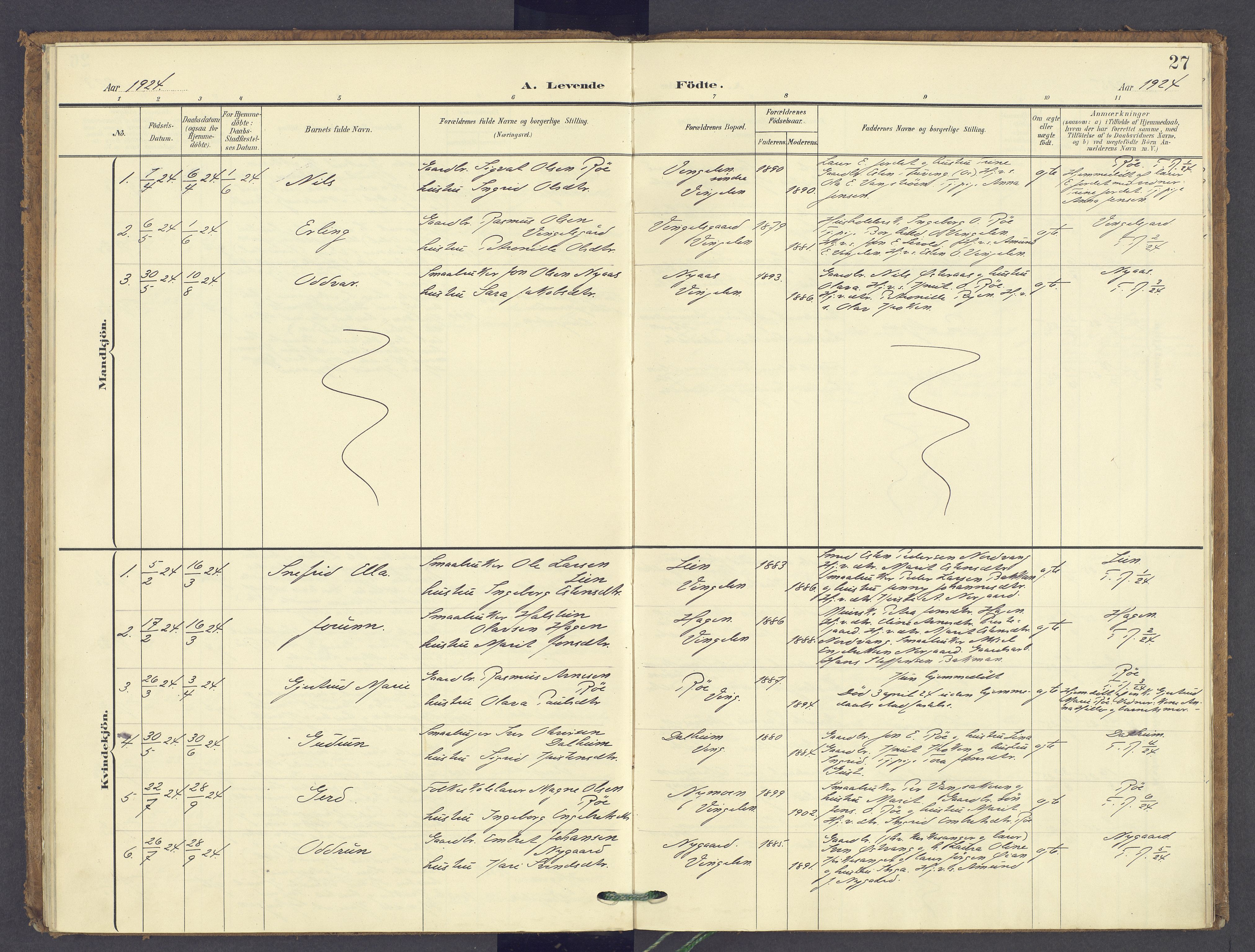 Tolga prestekontor, SAH/PREST-062/K/L0015: Ministerialbok nr. 15, 1903-1946, s. 27