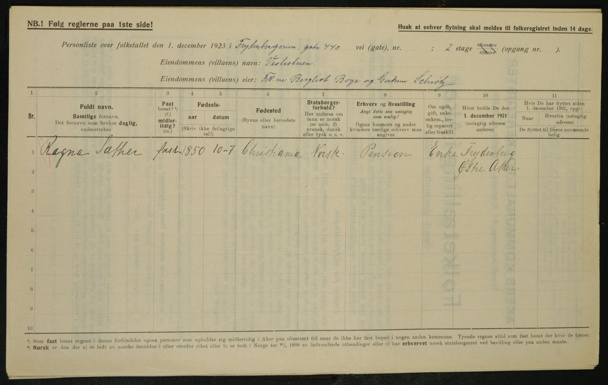 , Kommunal folketelling 1.12.1923 for Aker, 1923, s. 24256