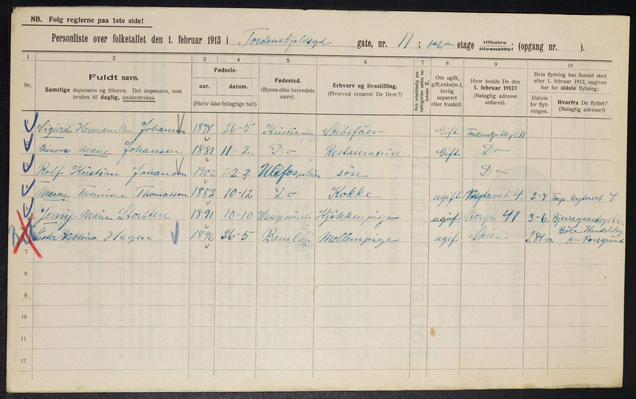 OBA, Kommunal folketelling 1.2.1913 for Kristiania, 1913, s. 113809