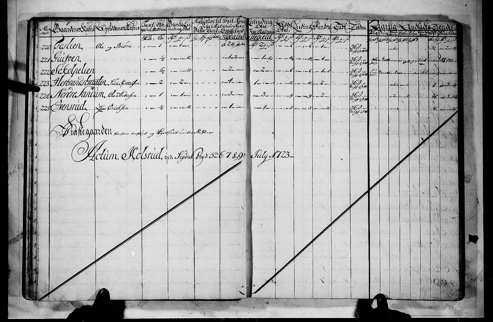 Rentekammeret inntil 1814, Realistisk ordnet avdeling, AV/RA-EA-4070/N/Nb/Nbf/L0112: Buskerud matrikkelprotokoll, 1723, s. 11b-12a