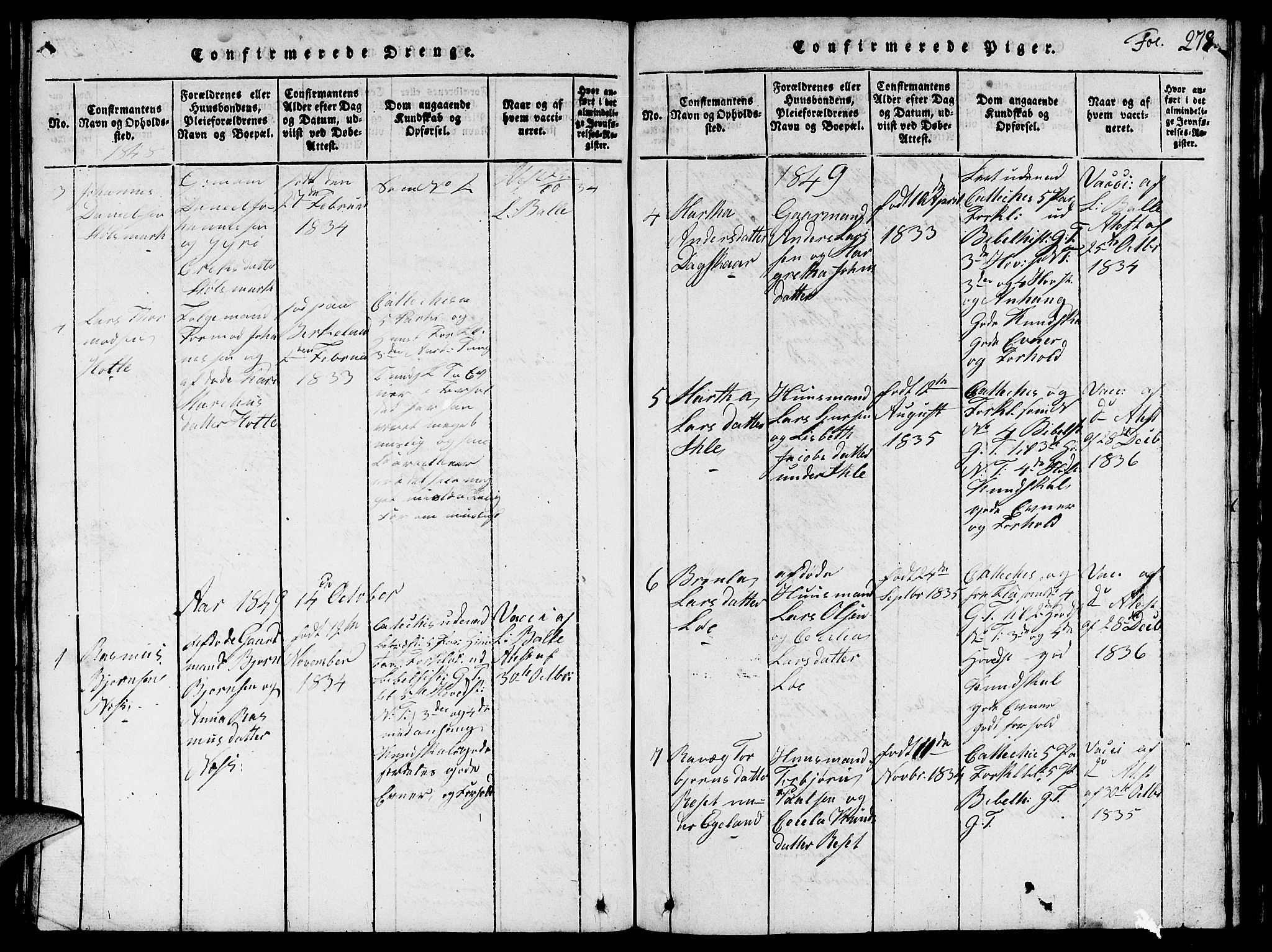 Vikedal sokneprestkontor, AV/SAST-A-101840/01/V: Klokkerbok nr. B 1, 1816-1853, s. 278