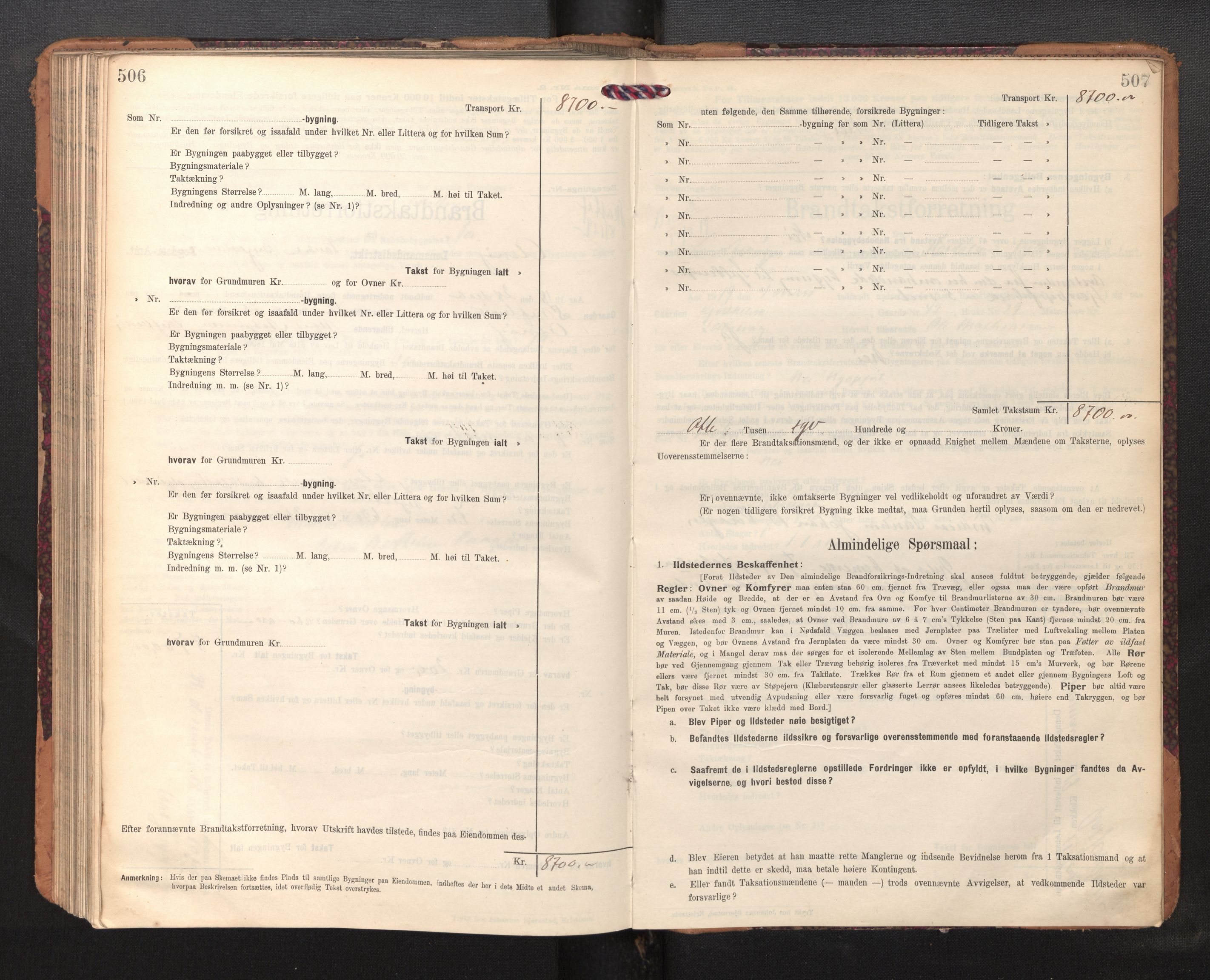 Lensmannen i Askøy, AV/SAB-A-31001/0012/L0007: Branntakstprotokoll, skjematakst, 1910-1919, s. 506-507