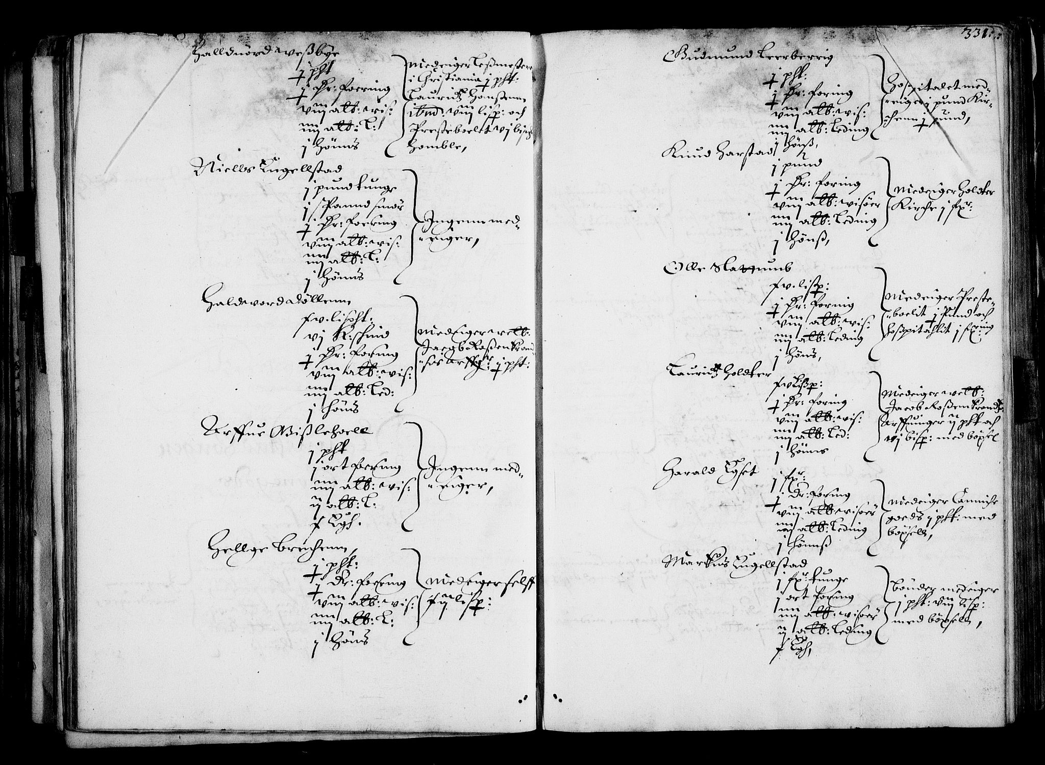 Rentekammeret inntil 1814, Realistisk ordnet avdeling, AV/RA-EA-4070/N/Na/L0001: [XI f]: Akershus stifts jordebok, 1652, s. 330b-331a