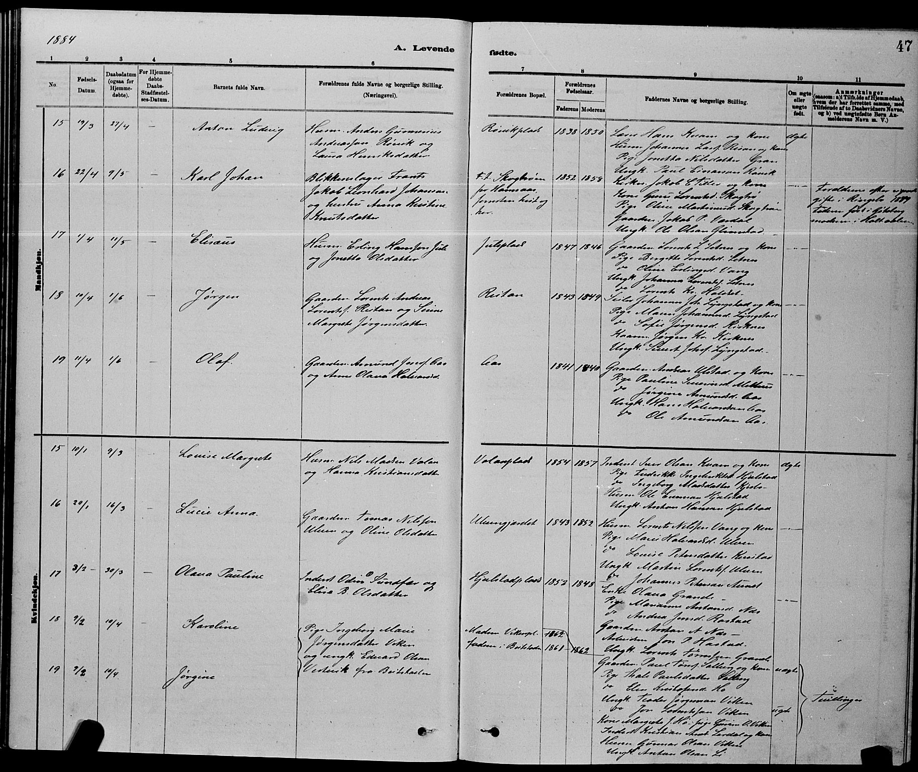 Ministerialprotokoller, klokkerbøker og fødselsregistre - Nord-Trøndelag, SAT/A-1458/730/L0301: Klokkerbok nr. 730C04, 1880-1897, s. 47